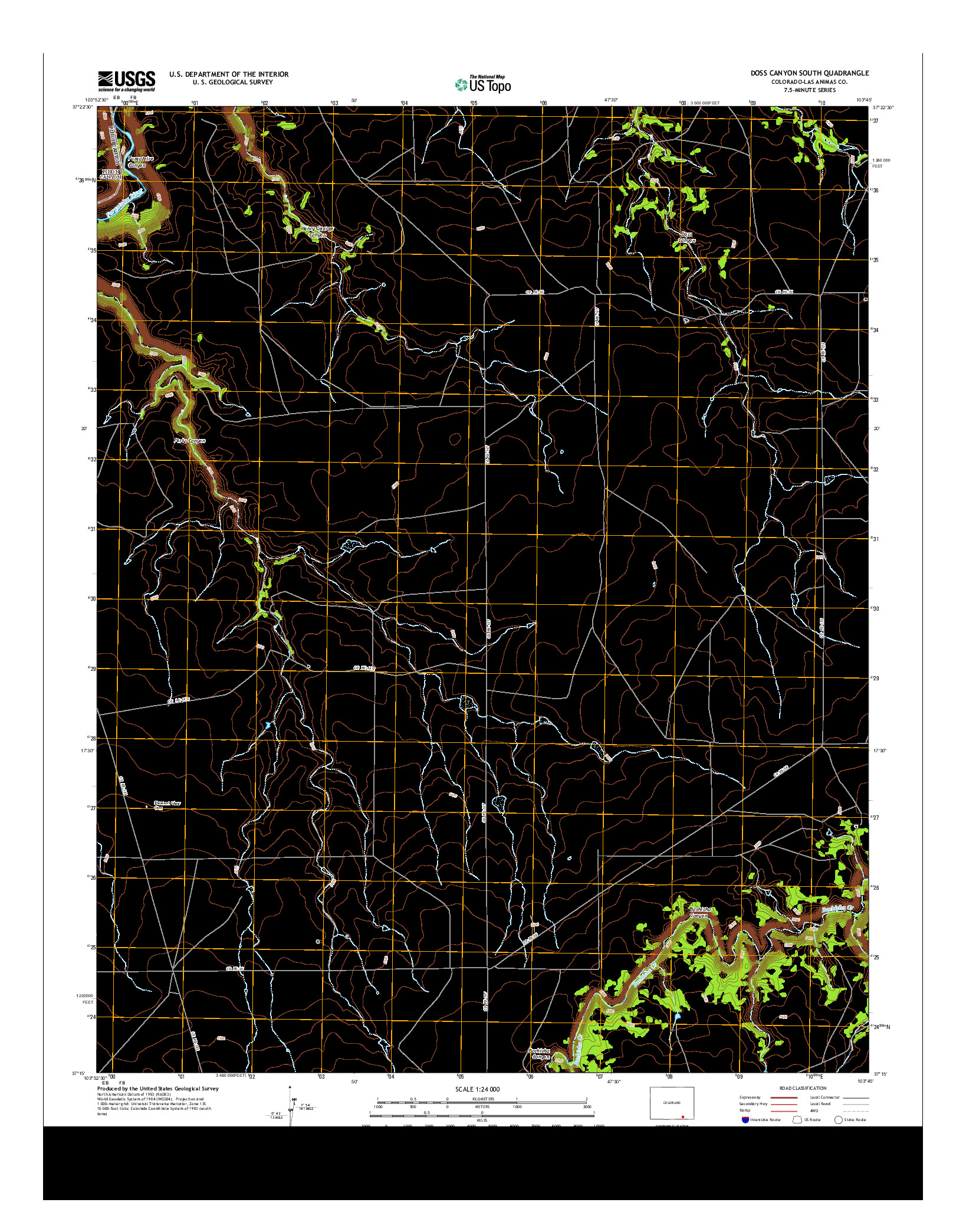 USGS US TOPO 7.5-MINUTE MAP FOR DOSS CANYON SOUTH, CO 2013