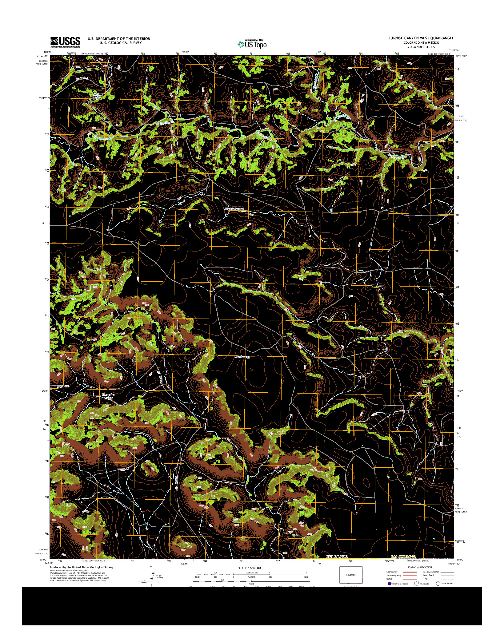 USGS US TOPO 7.5-MINUTE MAP FOR FURNISH CANYON WEST, CO-NM 2013