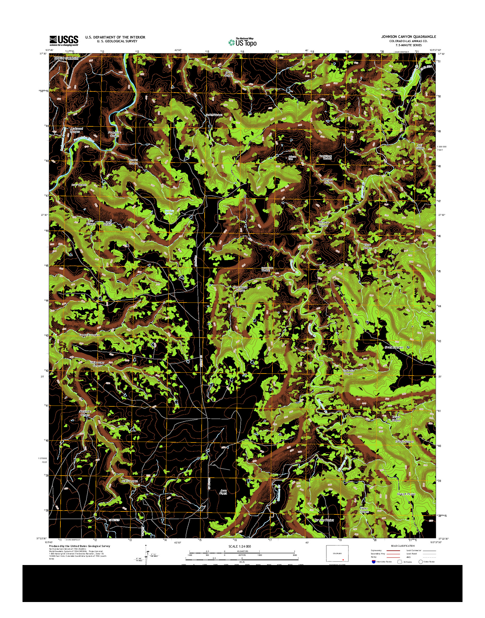 USGS US TOPO 7.5-MINUTE MAP FOR JOHNSON CANYON, CO 2013