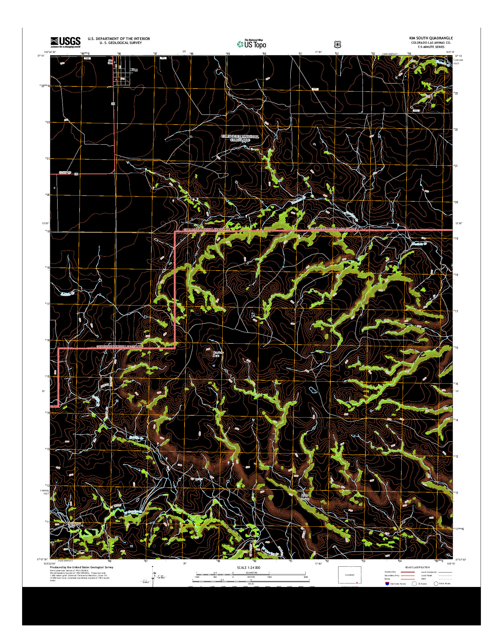 USGS US TOPO 7.5-MINUTE MAP FOR KIM SOUTH, CO 2013