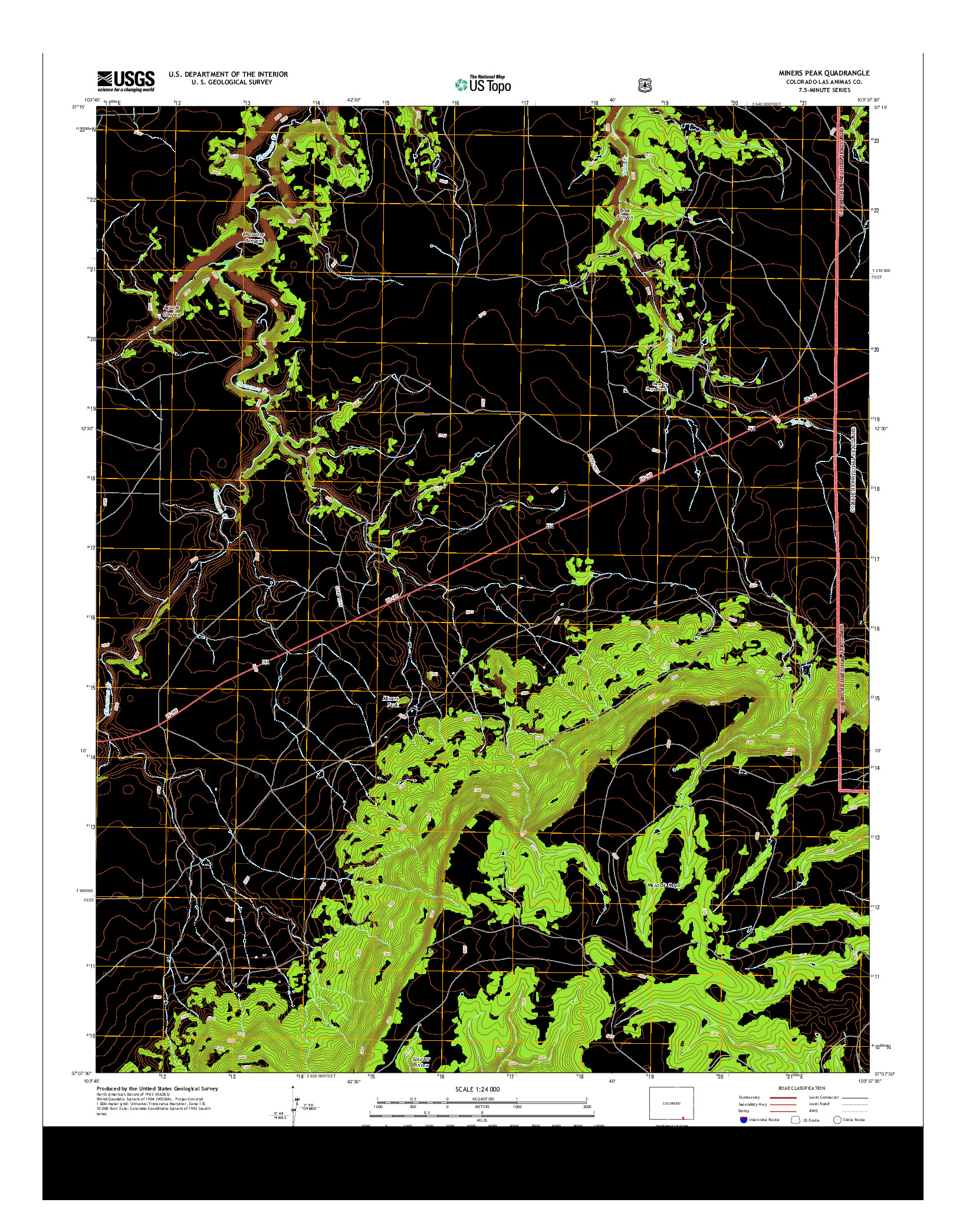 USGS US TOPO 7.5-MINUTE MAP FOR MINERS PEAK, CO 2013