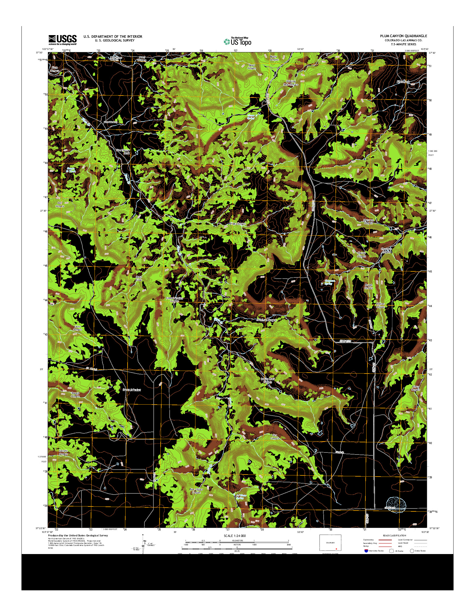 USGS US TOPO 7.5-MINUTE MAP FOR PLUM CANYON, CO 2013