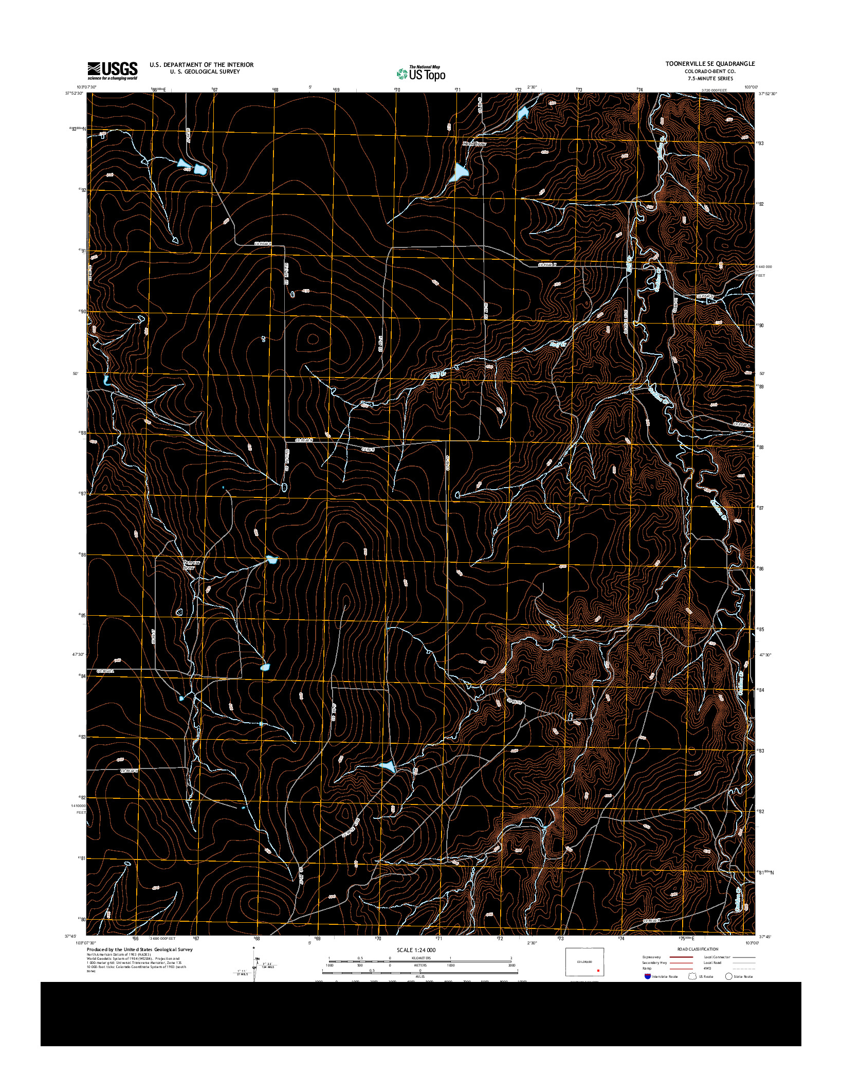 USGS US TOPO 7.5-MINUTE MAP FOR TOONERVILLE SE, CO 2013