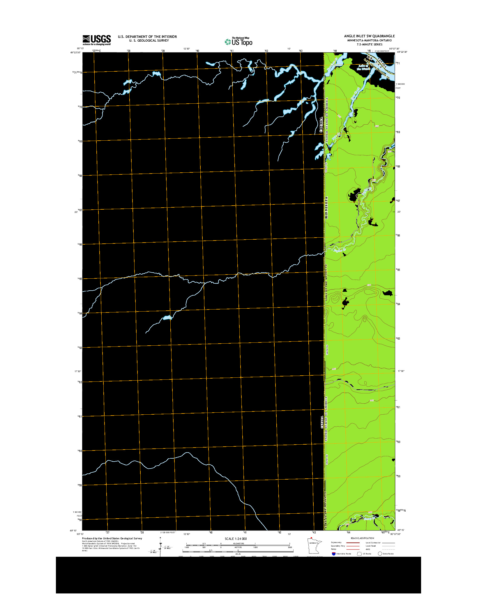 USGS US TOPO 7.5-MINUTE MAP FOR ANGLE INLET SW, MN-MB-ON 2013