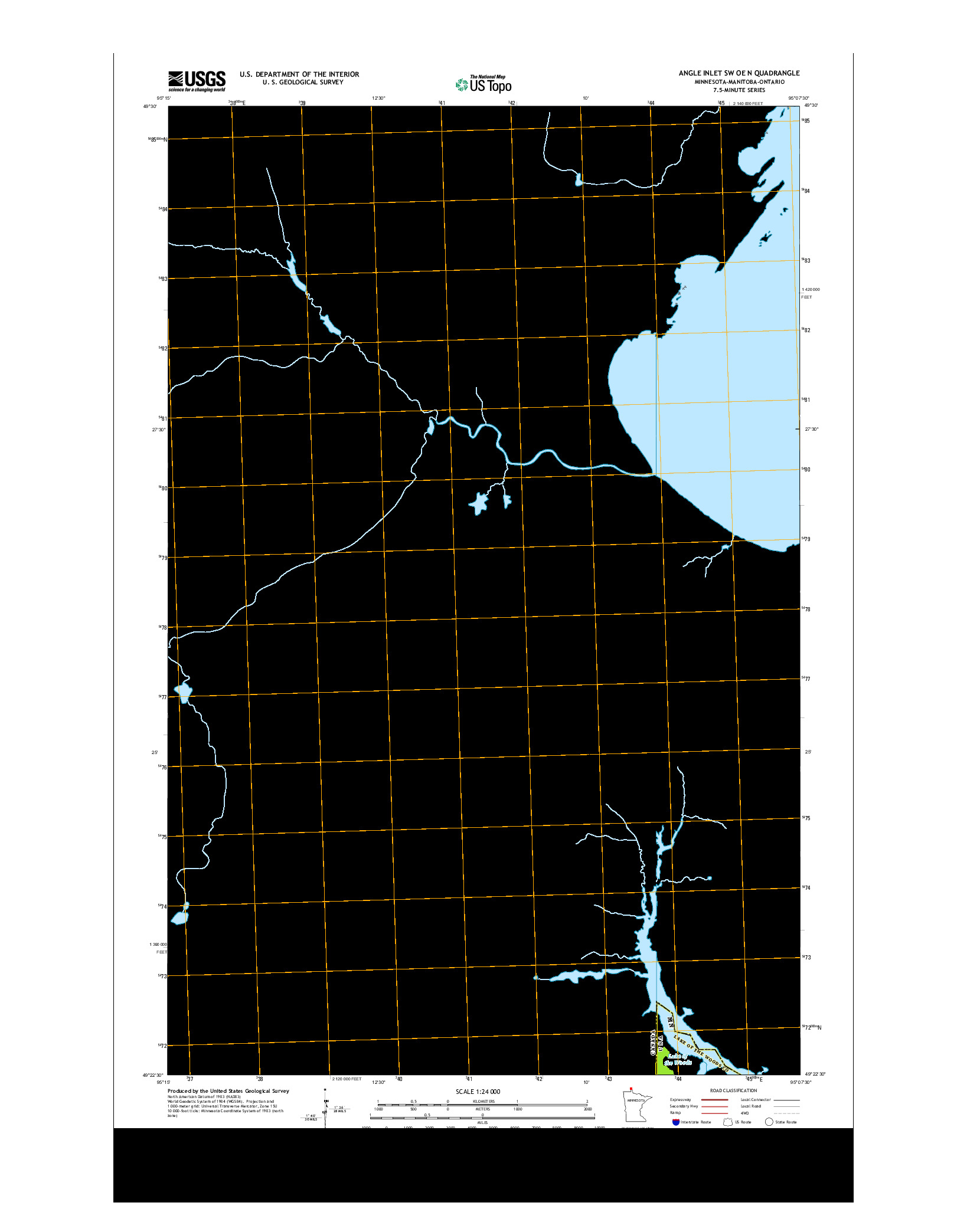 USGS US TOPO 7.5-MINUTE MAP FOR ANGLE INLET SW OE N, MN-MB-ON 2013