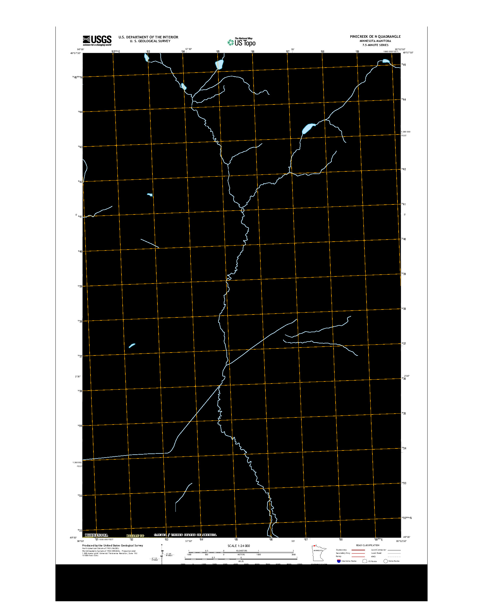 USGS US TOPO 7.5-MINUTE MAP FOR PINECREEK OE N, MN-MB 2013