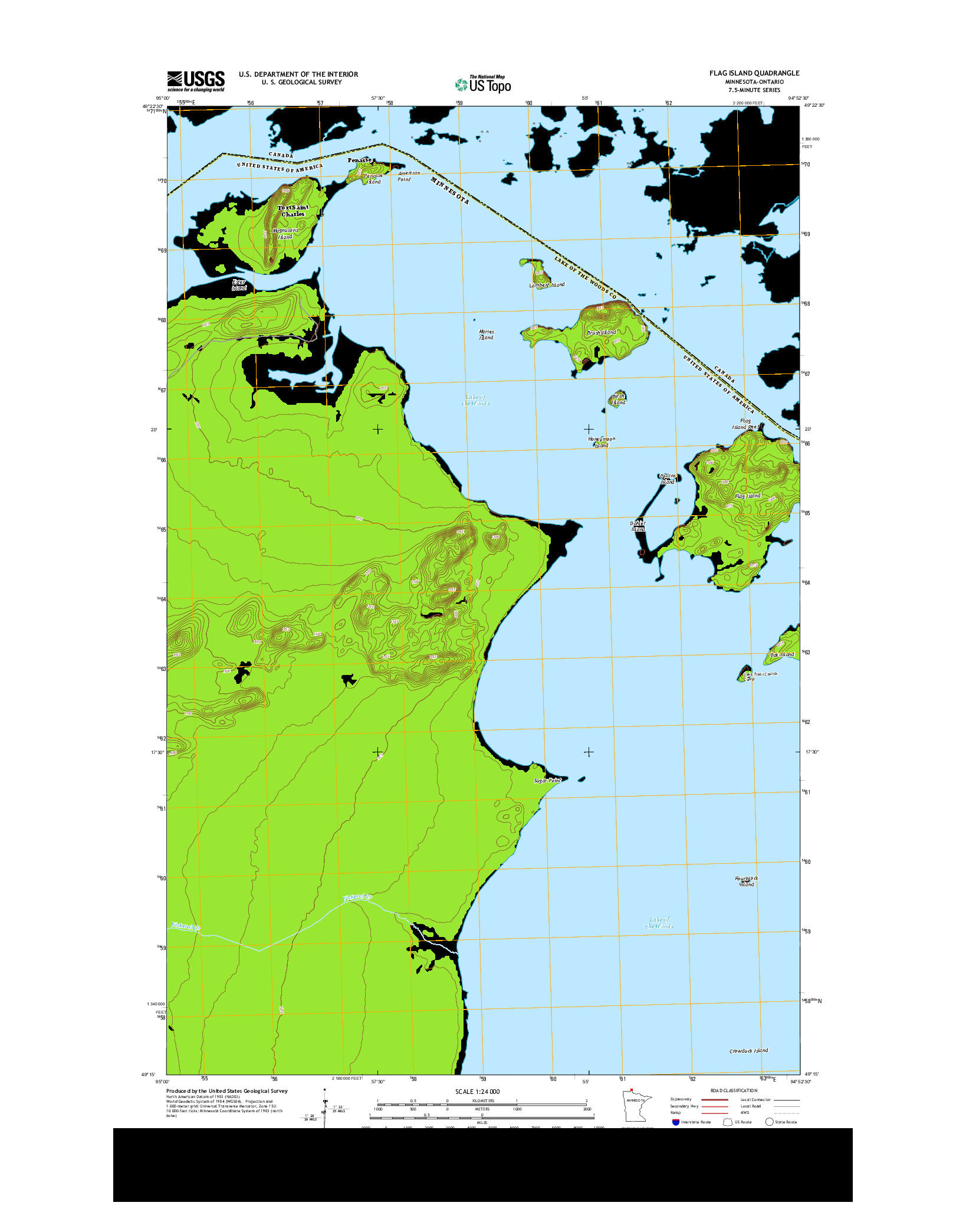 USGS US TOPO 7.5-MINUTE MAP FOR FLAG ISLAND, MN-ON 2013
