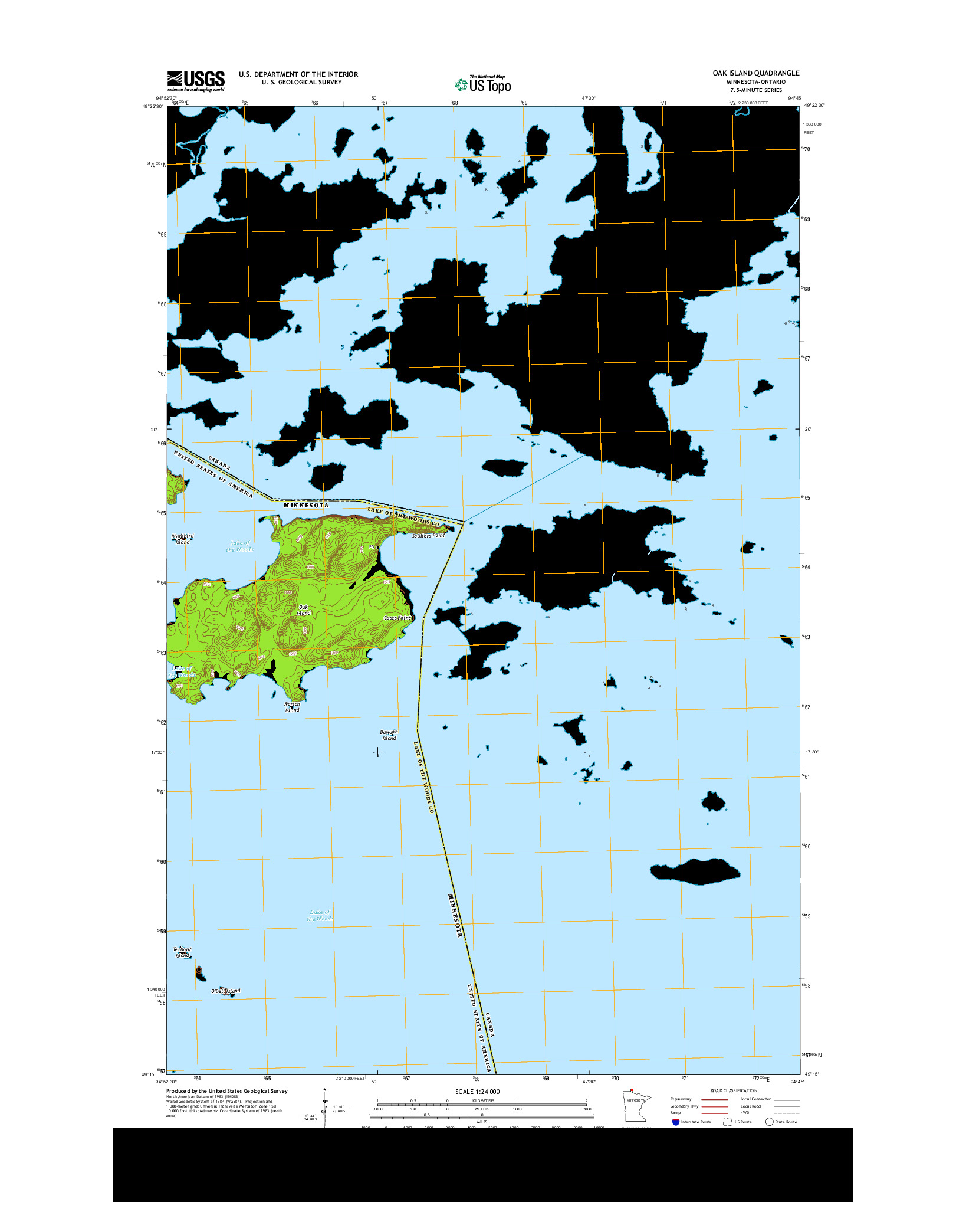 USGS US TOPO 7.5-MINUTE MAP FOR OAK ISLAND, MN-ON 2013