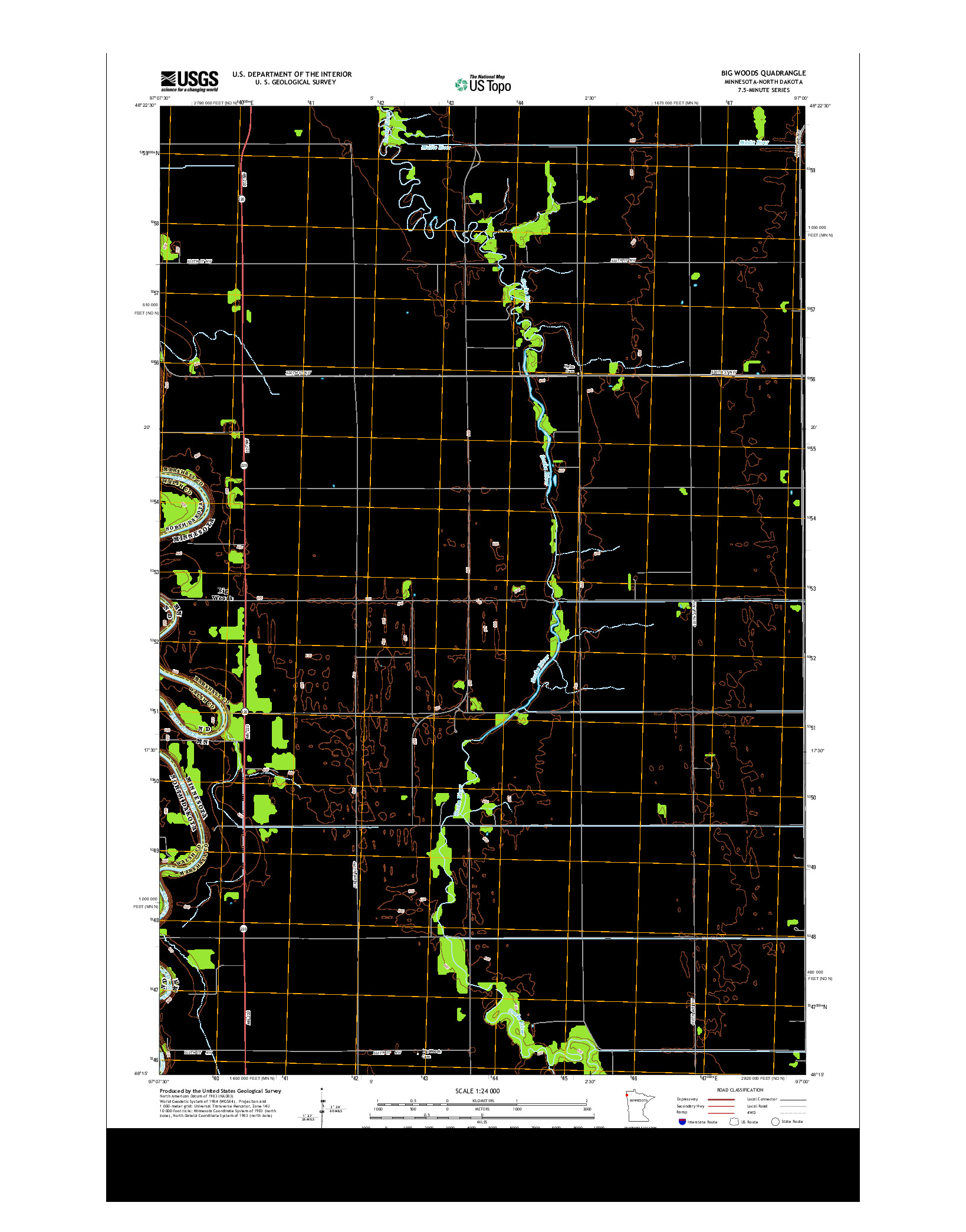USGS US TOPO 7.5-MINUTE MAP FOR BIG WOODS, MN-ND 2013