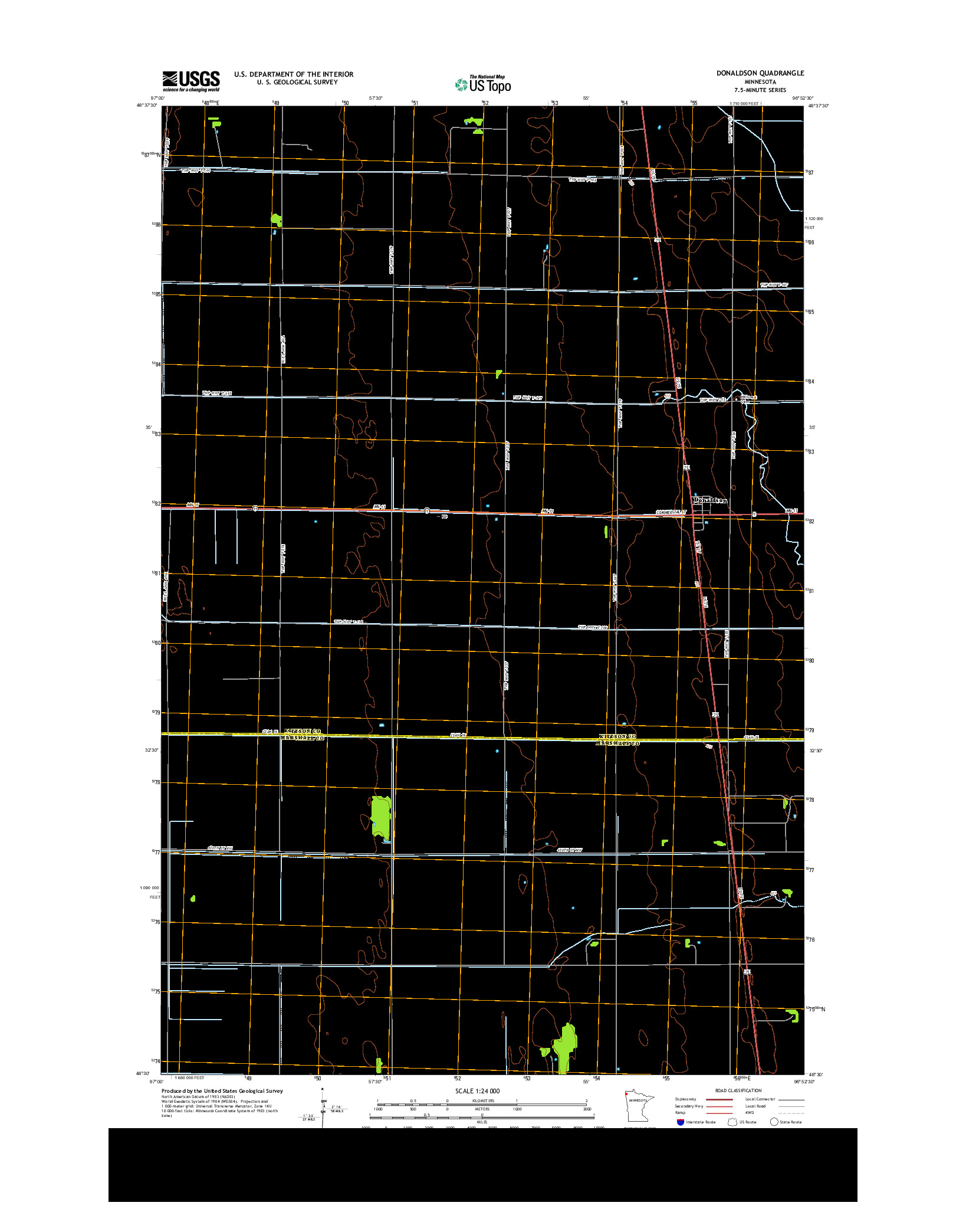 USGS US TOPO 7.5-MINUTE MAP FOR DONALDSON, MN 2013