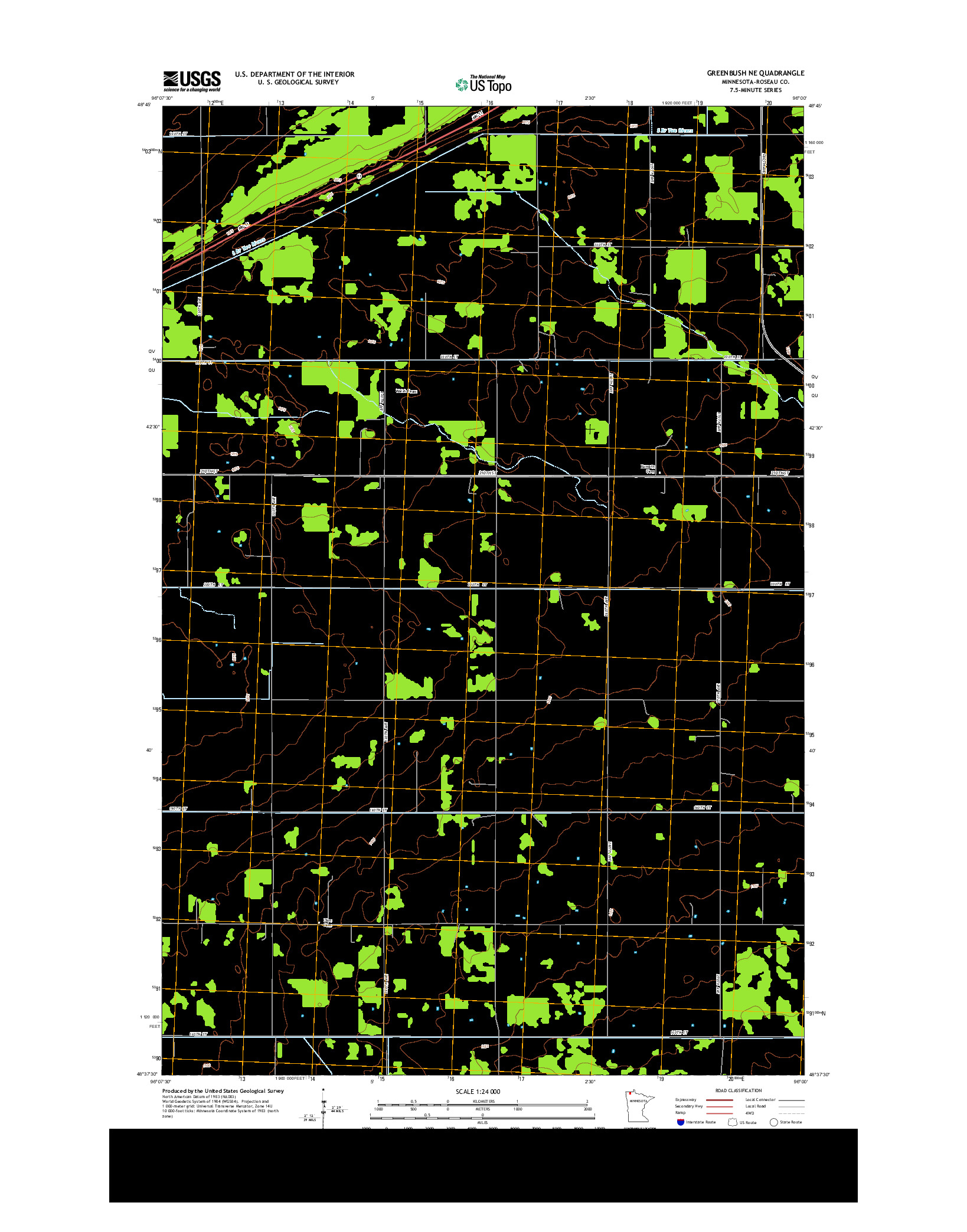 USGS US TOPO 7.5-MINUTE MAP FOR GREENBUSH NE, MN 2013