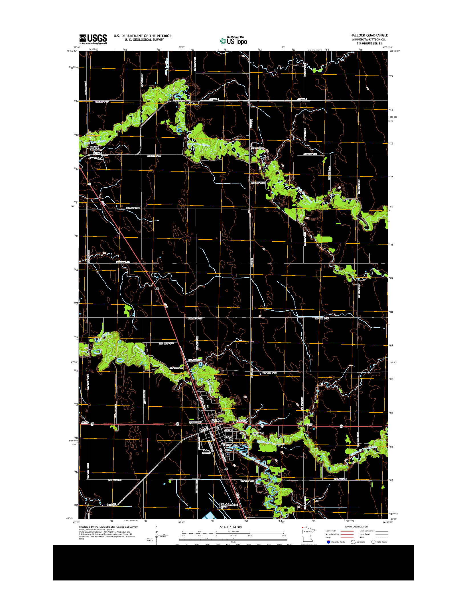 USGS US TOPO 7.5-MINUTE MAP FOR HALLOCK, MN 2013