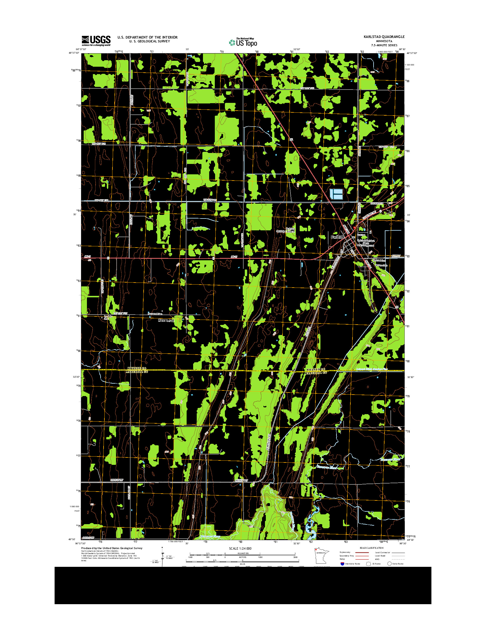 USGS US TOPO 7.5-MINUTE MAP FOR KARLSTAD, MN 2013