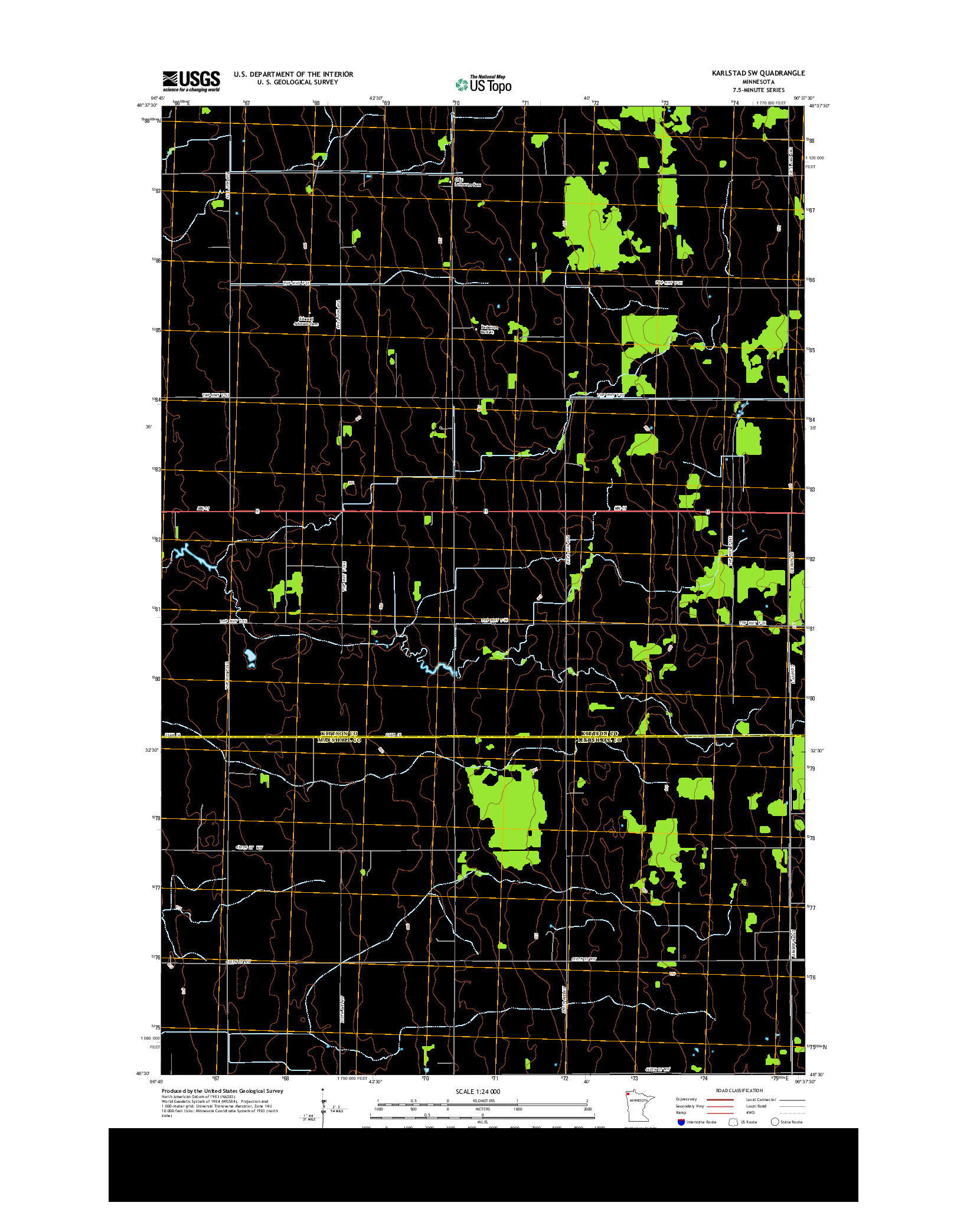 USGS US TOPO 7.5-MINUTE MAP FOR KARLSTAD SW, MN 2013