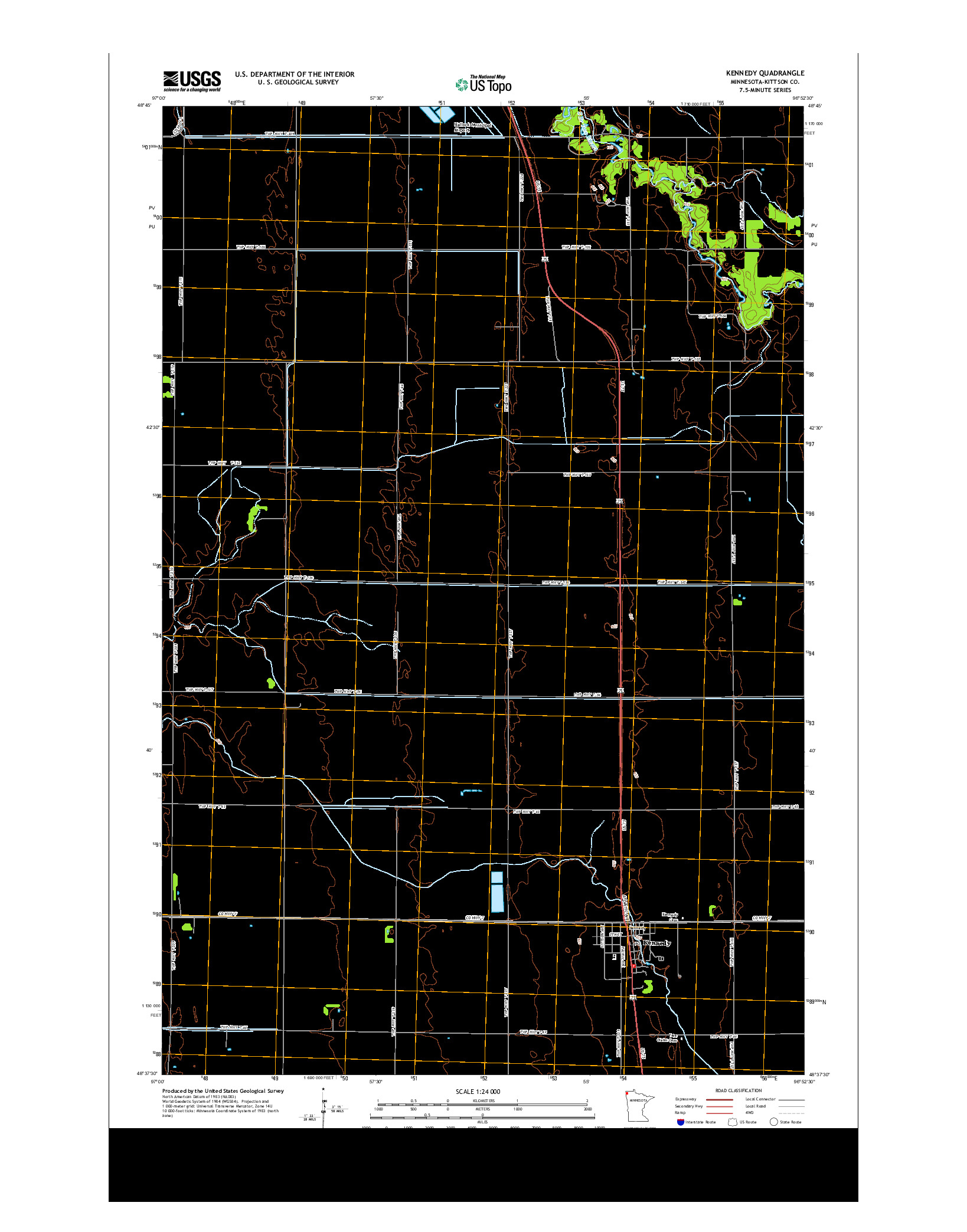 USGS US TOPO 7.5-MINUTE MAP FOR KENNEDY, MN 2013
