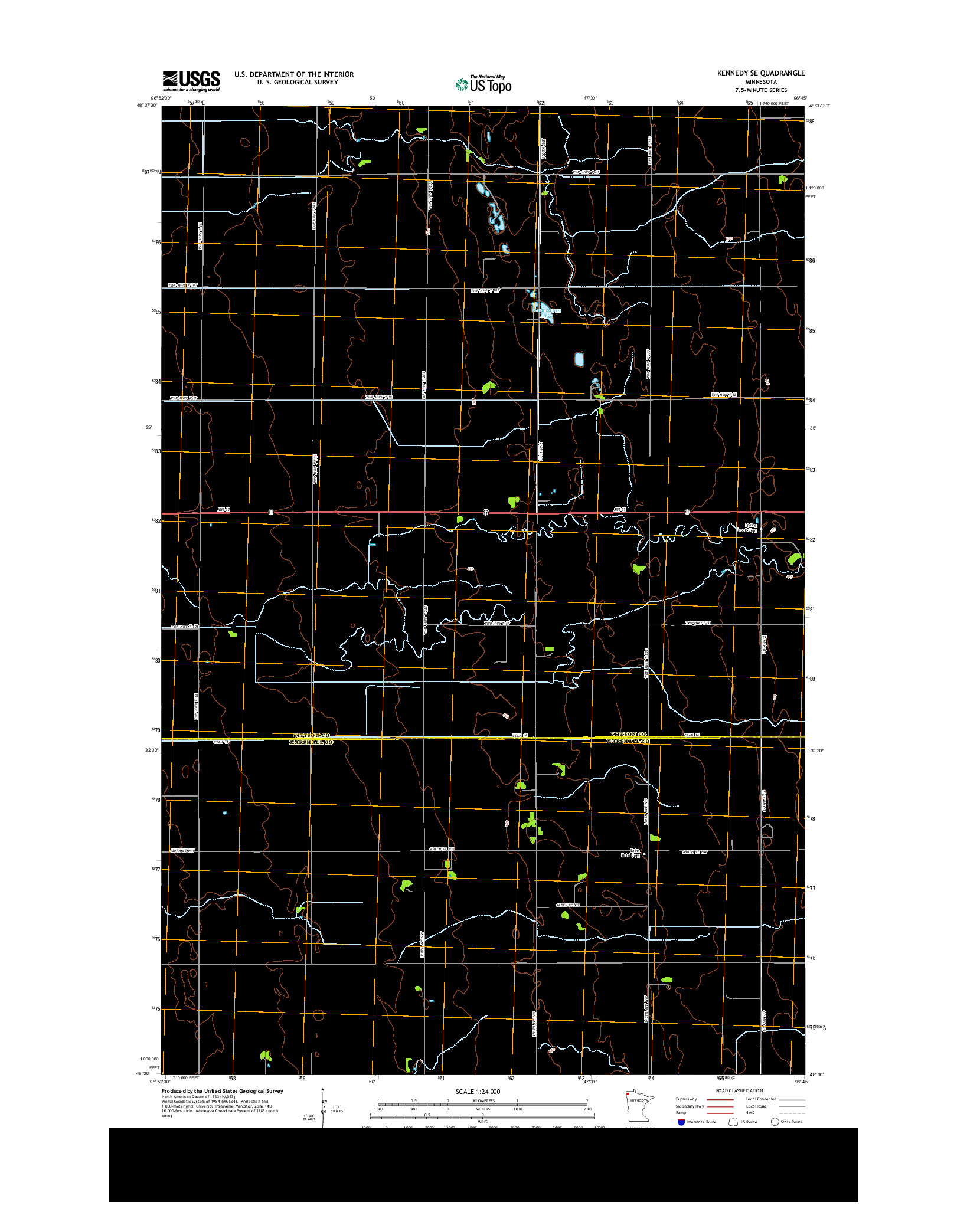 USGS US TOPO 7.5-MINUTE MAP FOR KENNEDY SE, MN 2013