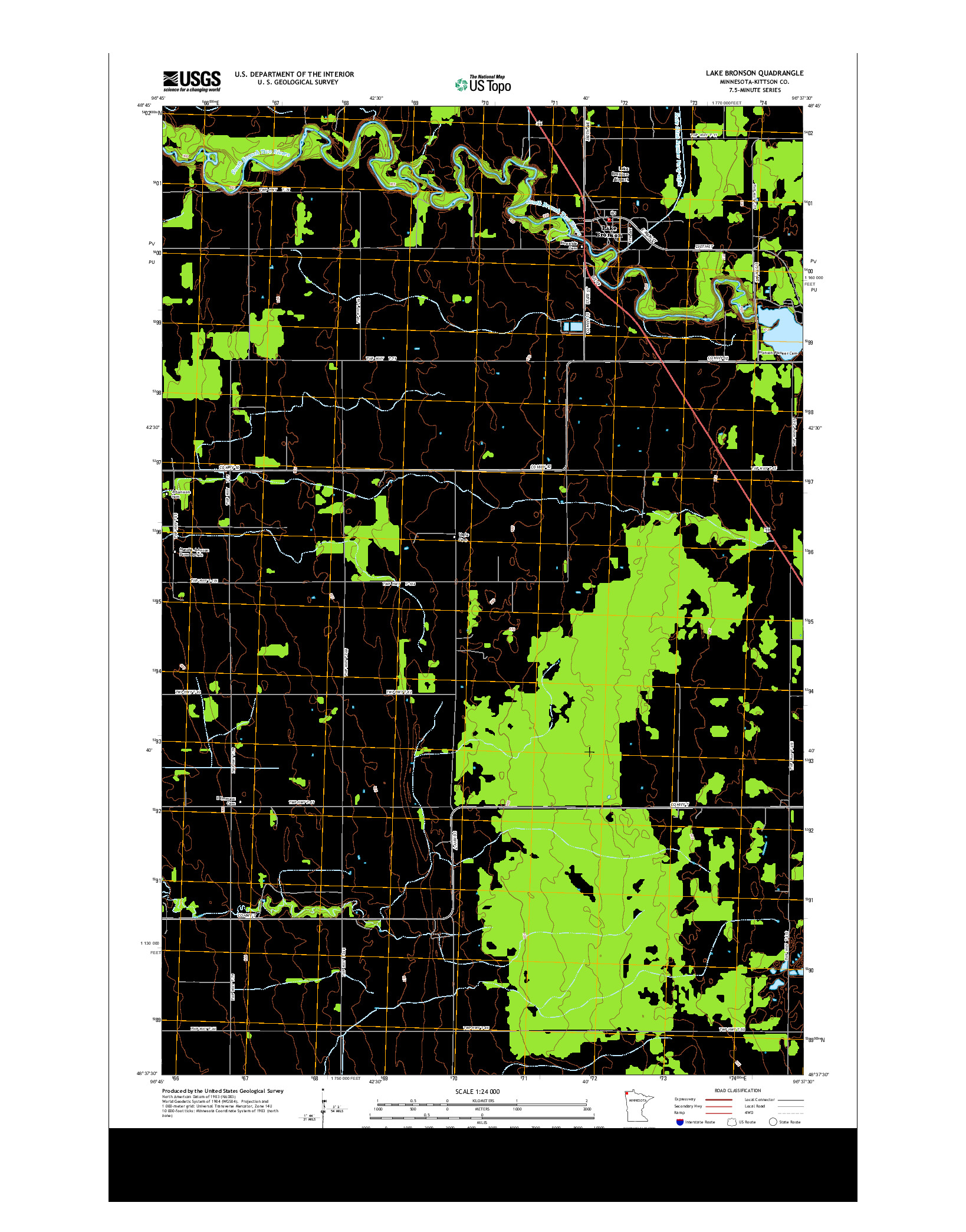 USGS US TOPO 7.5-MINUTE MAP FOR LAKE BRONSON, MN 2013