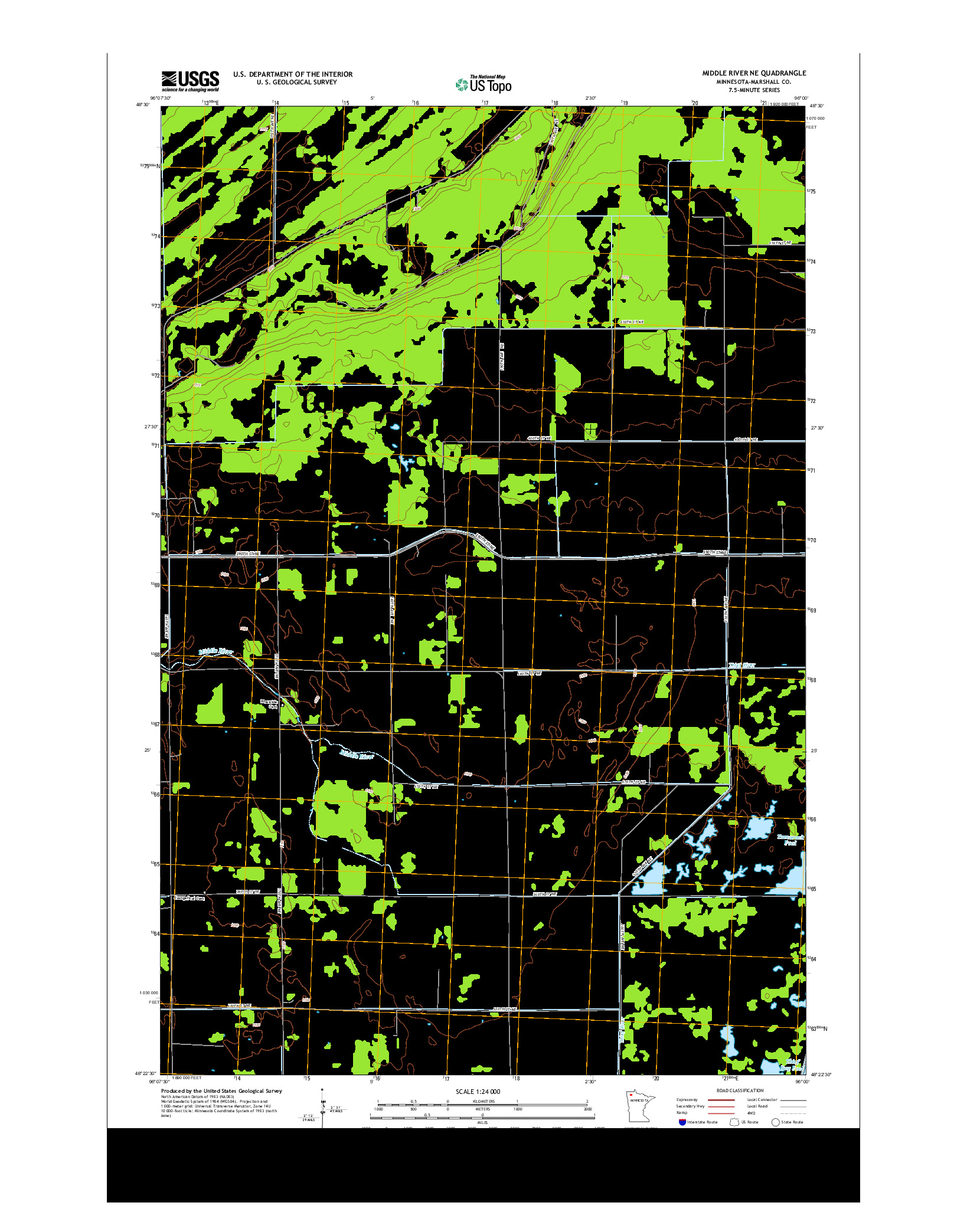 USGS US TOPO 7.5-MINUTE MAP FOR MIDDLE RIVER NE, MN 2013