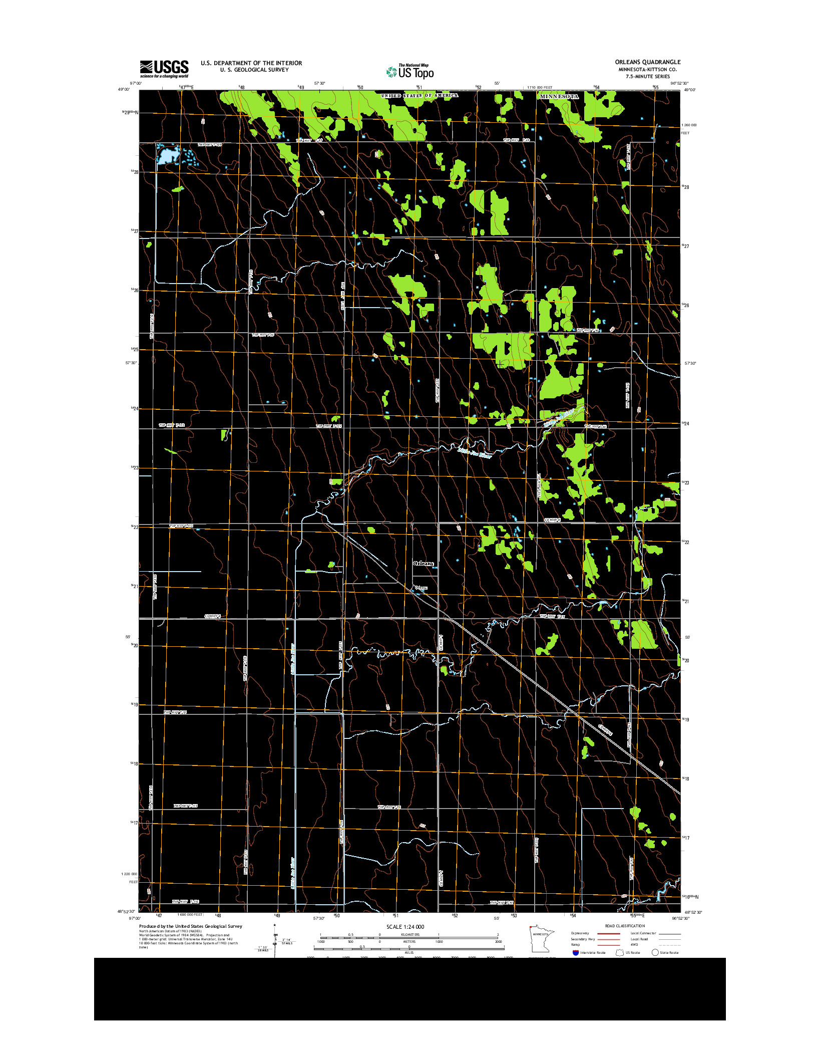 USGS US TOPO 7.5-MINUTE MAP FOR ORLEANS, MN 2013
