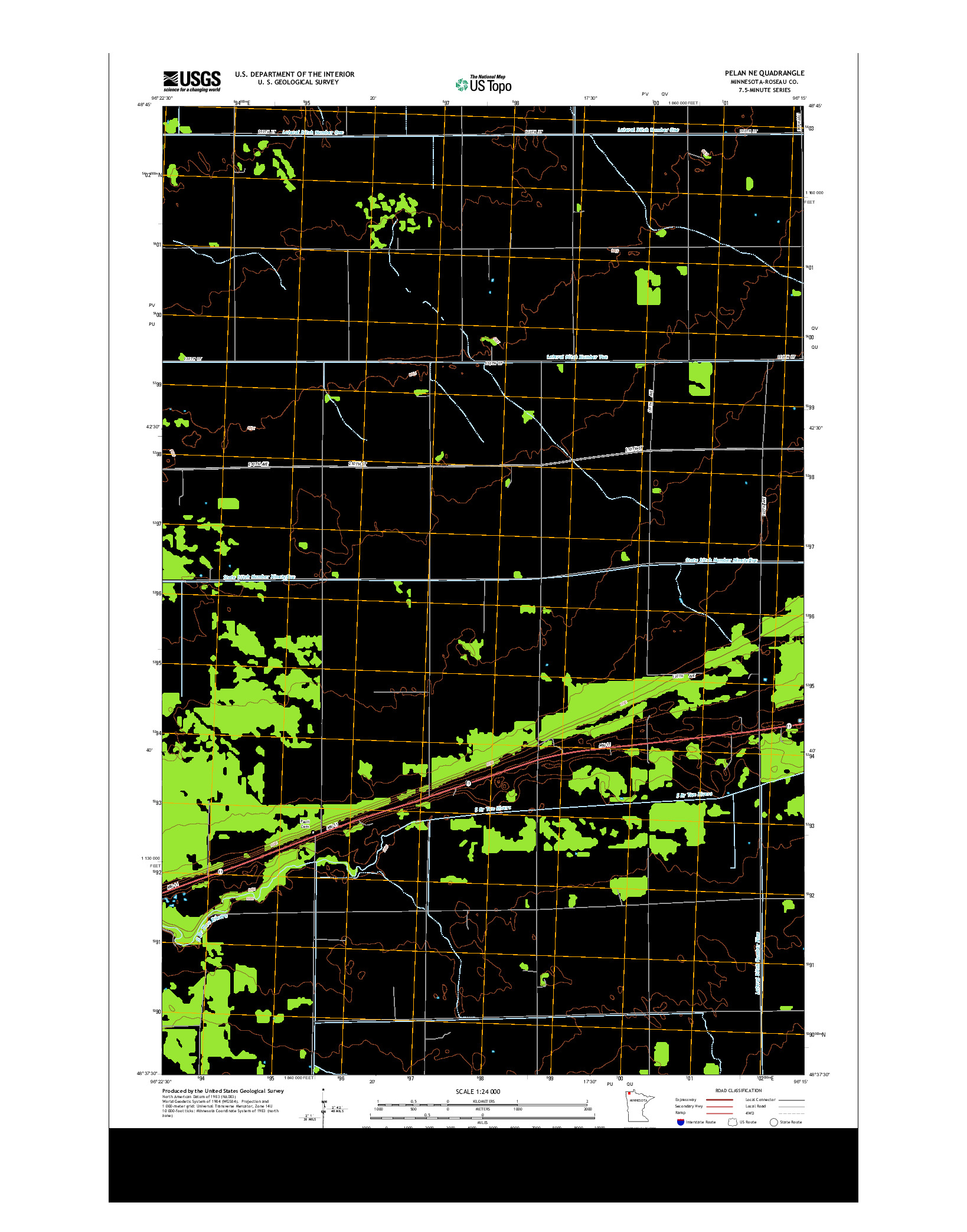 USGS US TOPO 7.5-MINUTE MAP FOR PELAN NE, MN 2013