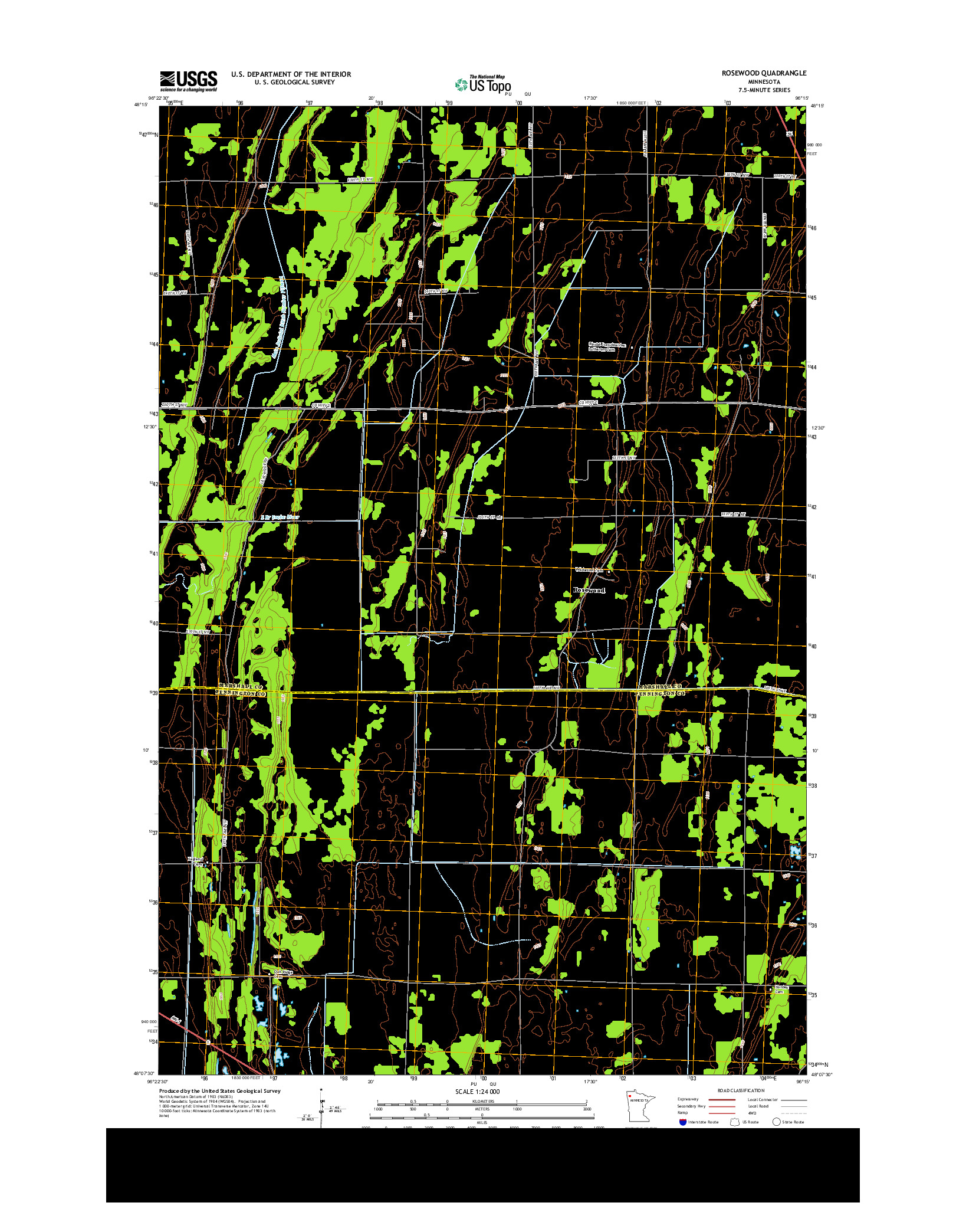 USGS US TOPO 7.5-MINUTE MAP FOR ROSEWOOD, MN 2013