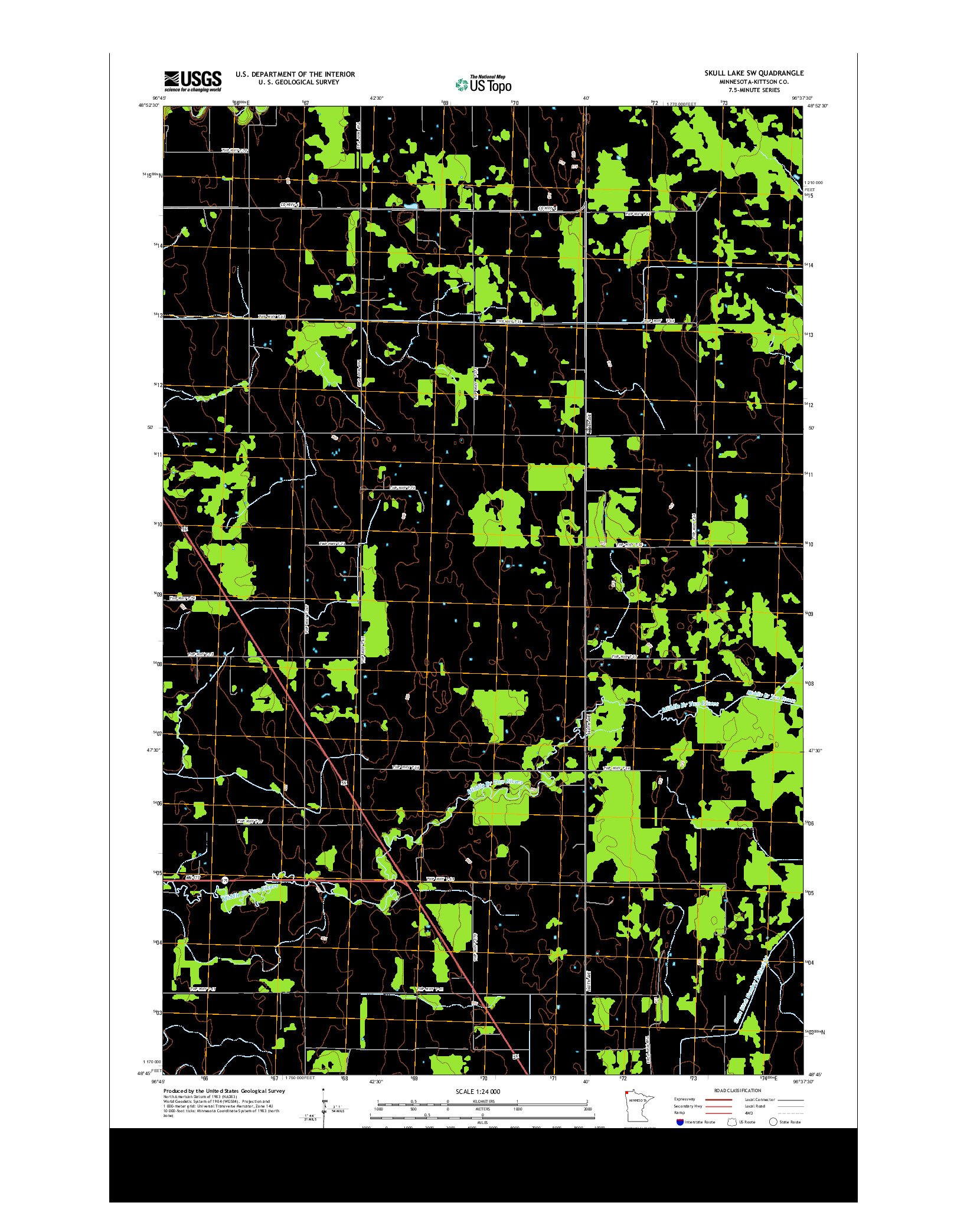 USGS US TOPO 7.5-MINUTE MAP FOR SKULL LAKE SW, MN 2013