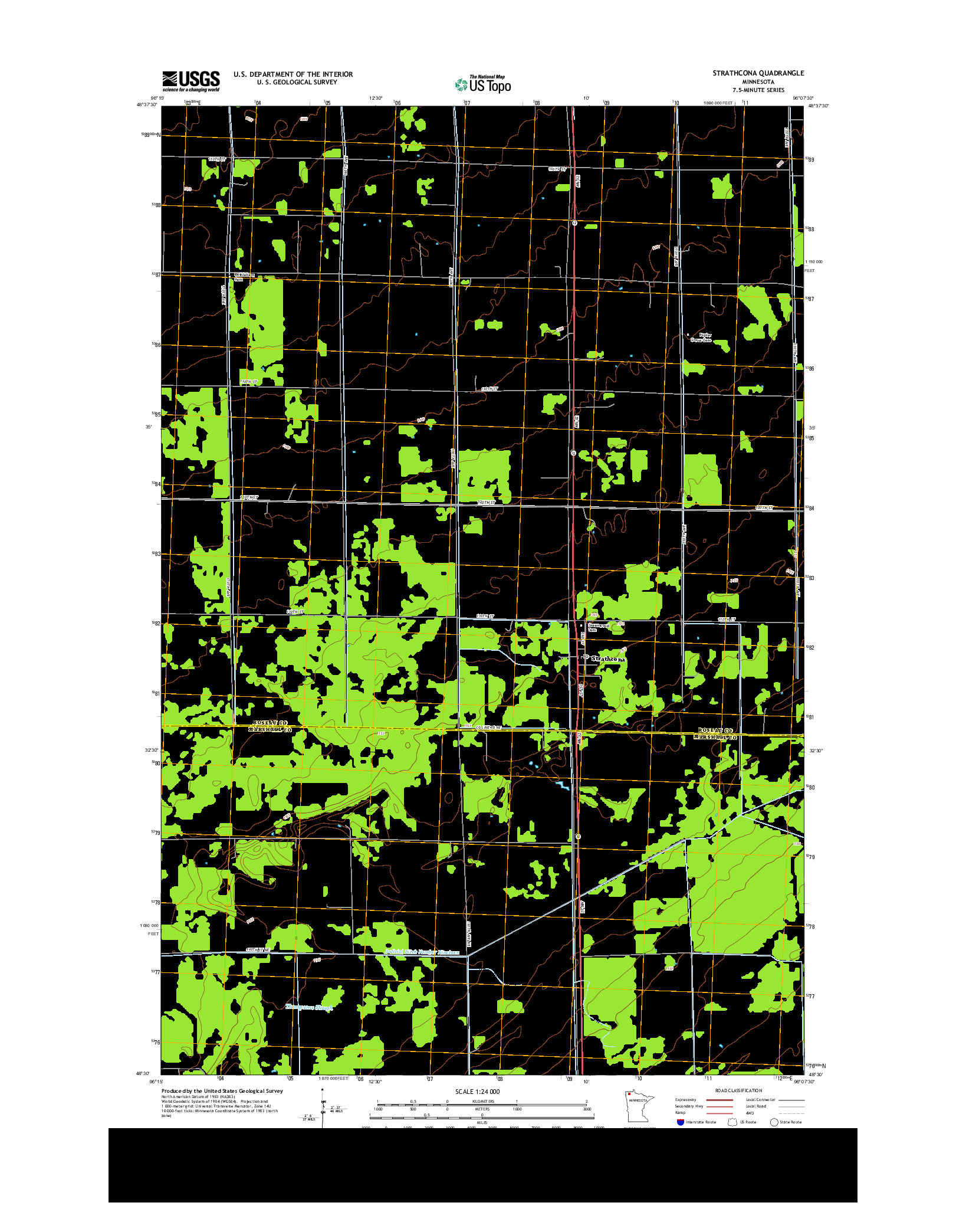 USGS US TOPO 7.5-MINUTE MAP FOR STRATHCONA, MN 2013