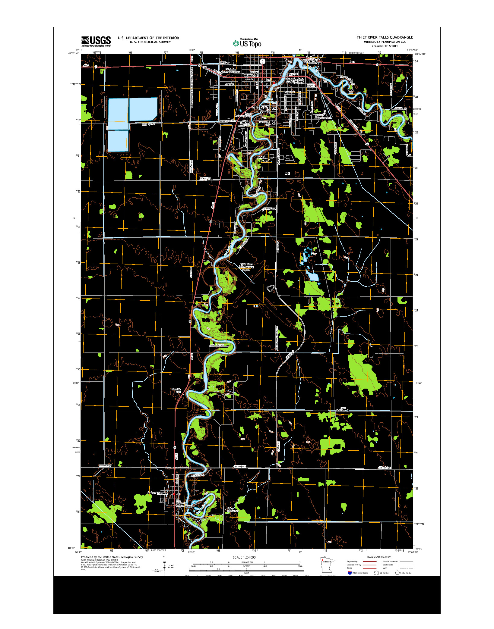 USGS US TOPO 7.5-MINUTE MAP FOR THIEF RIVER FALLS, MN 2013