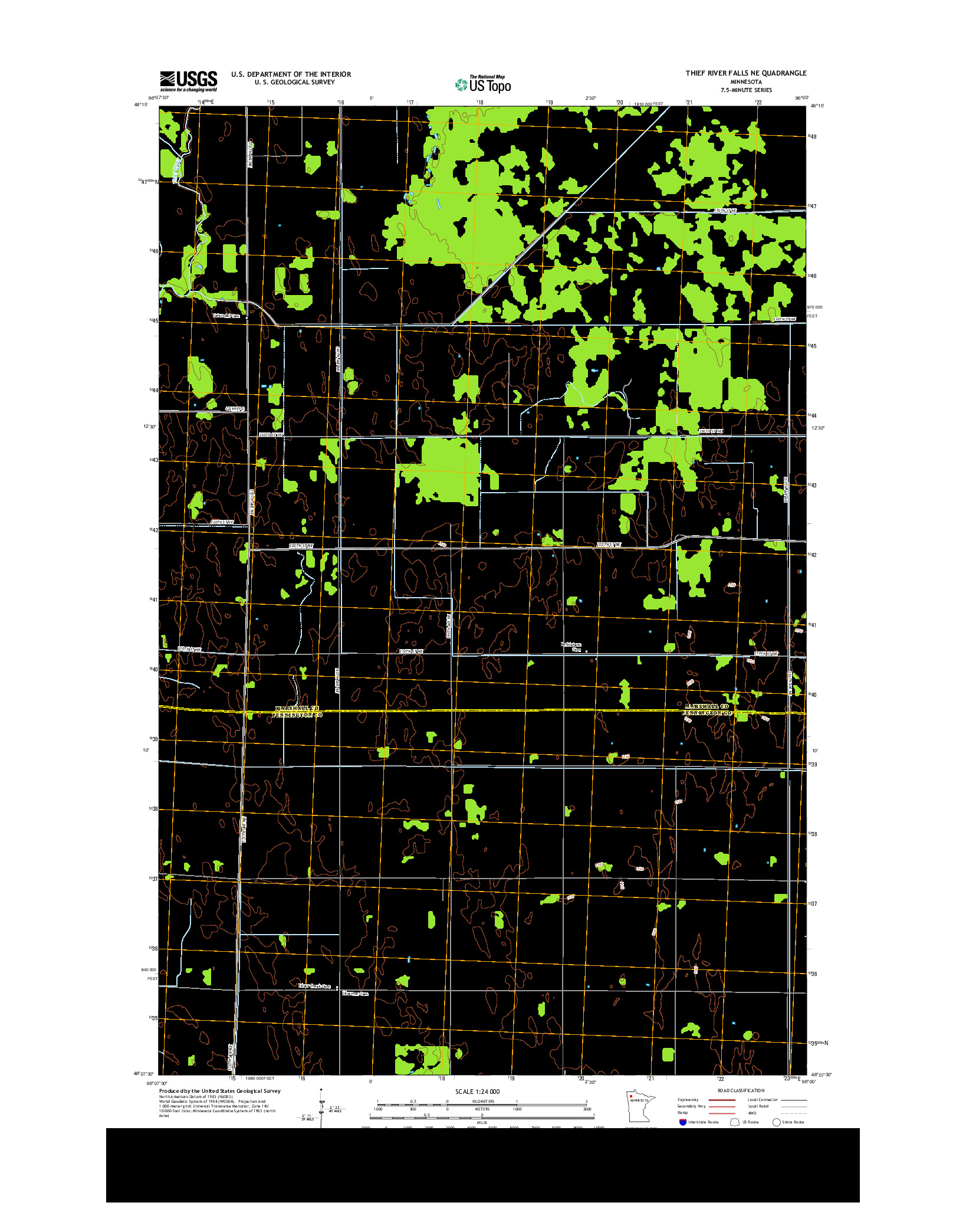 USGS US TOPO 7.5-MINUTE MAP FOR THIEF RIVER FALLS NE, MN 2013