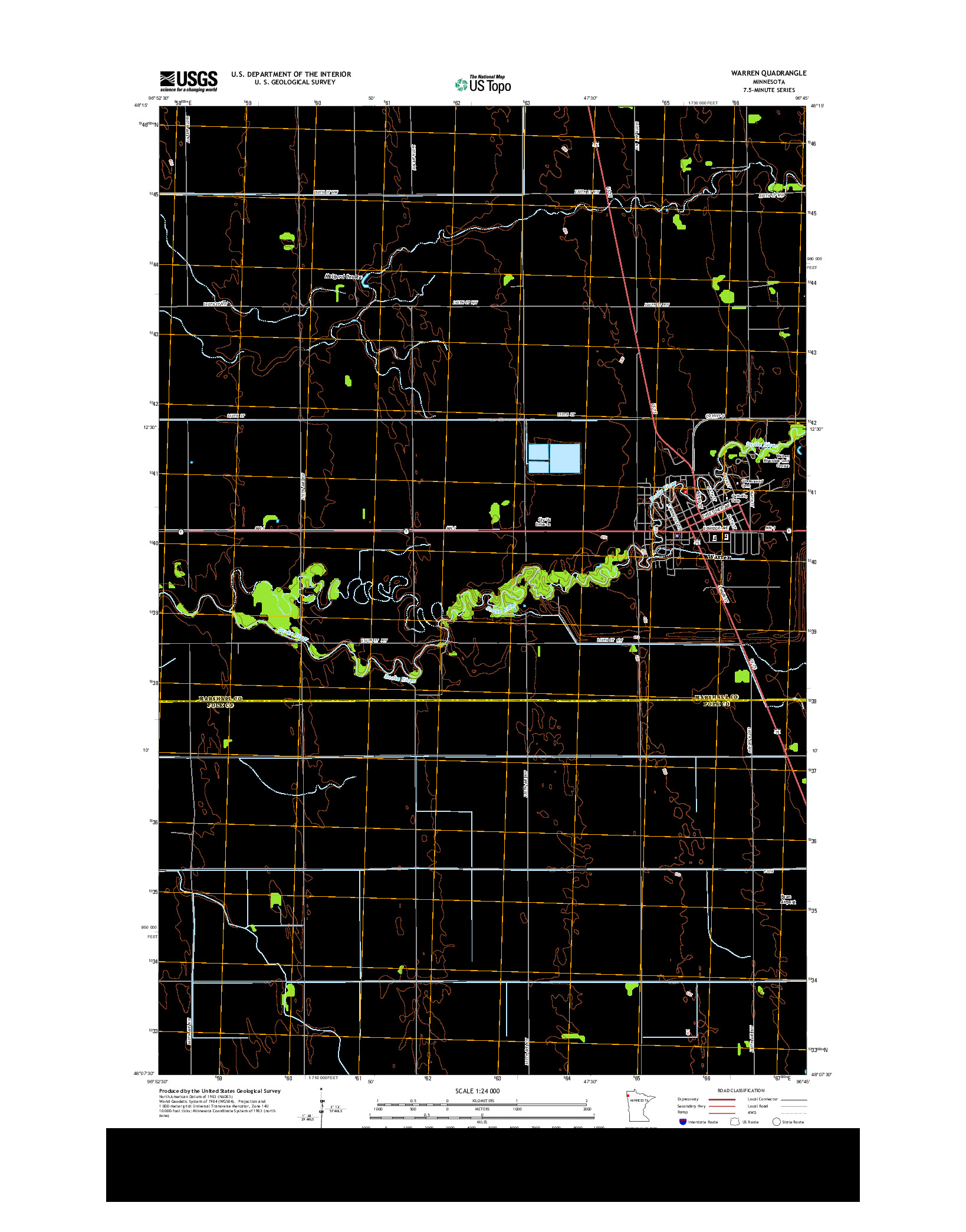 USGS US TOPO 7.5-MINUTE MAP FOR WARREN, MN 2013