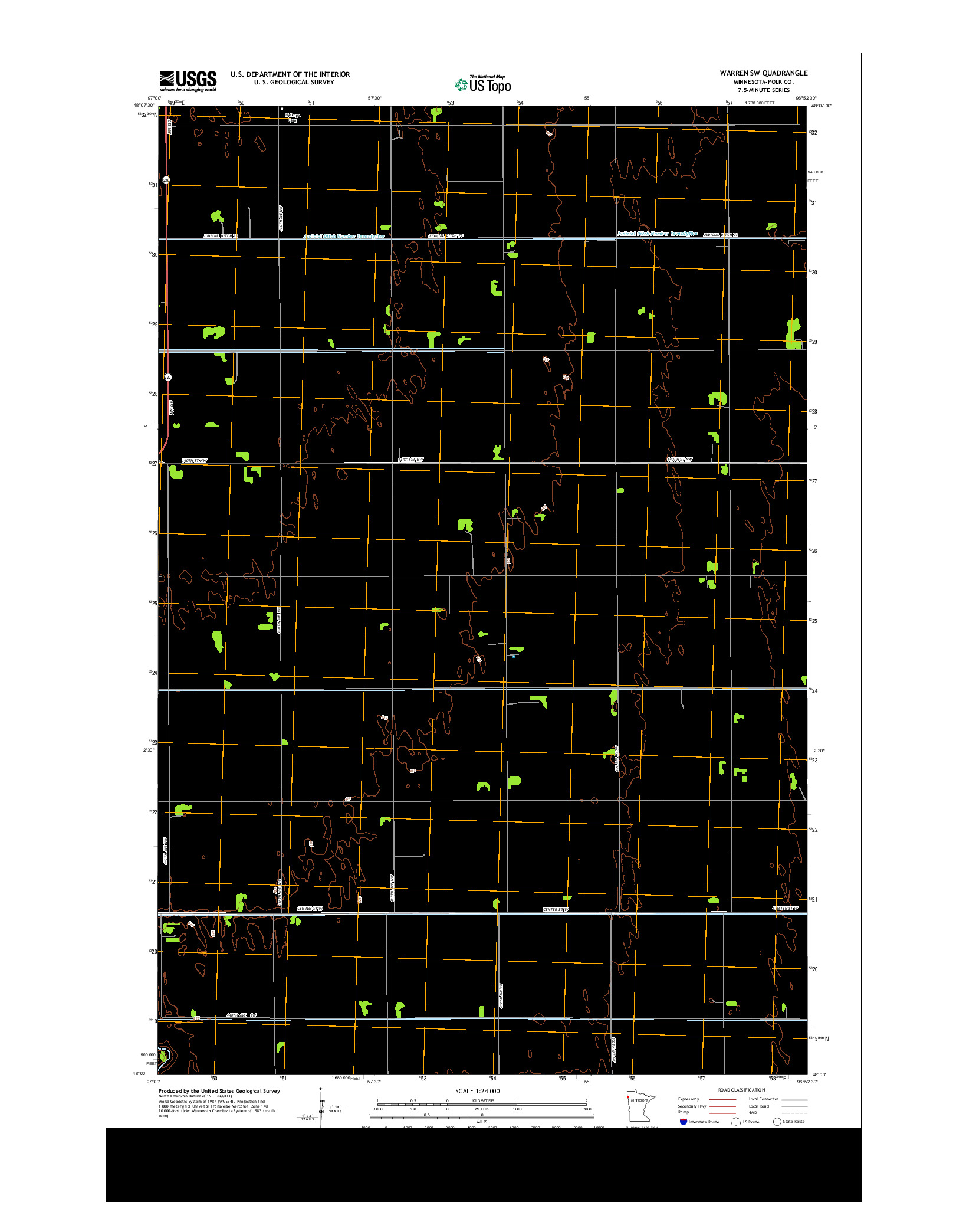 USGS US TOPO 7.5-MINUTE MAP FOR WARREN SW, MN 2013