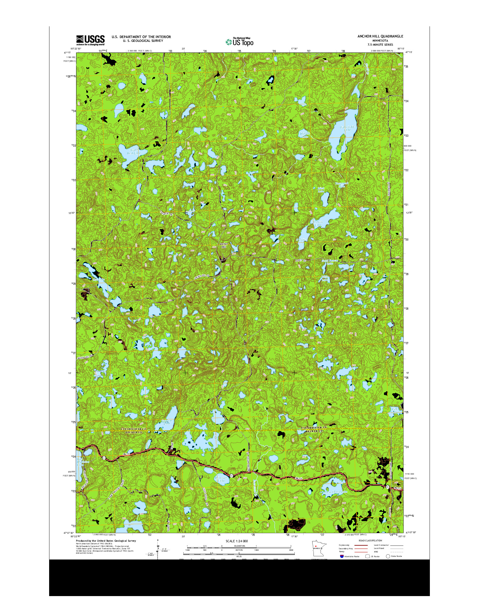 USGS US TOPO 7.5-MINUTE MAP FOR ANCHOR HILL, MN 2013