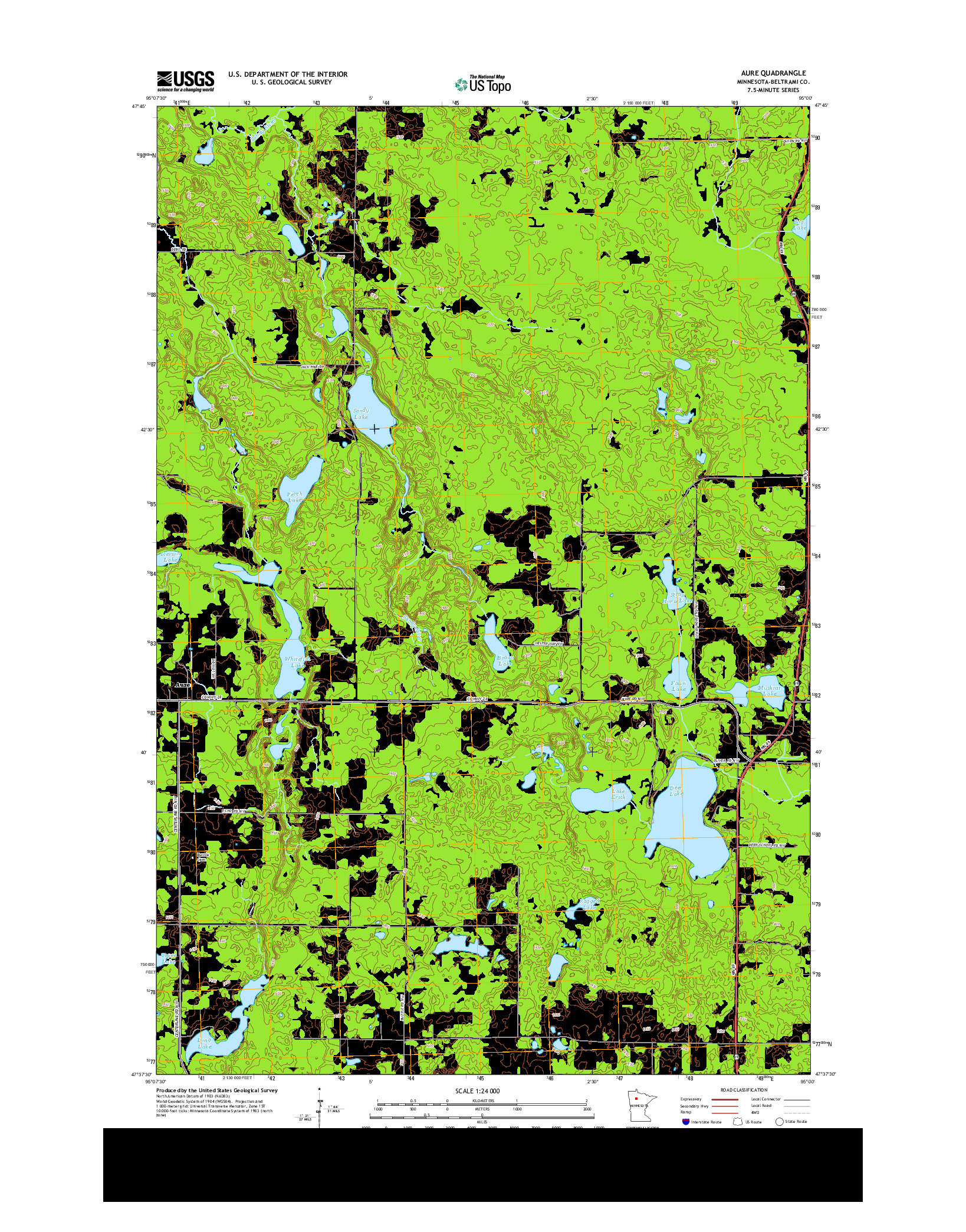 USGS US TOPO 7.5-MINUTE MAP FOR AURE, MN 2013