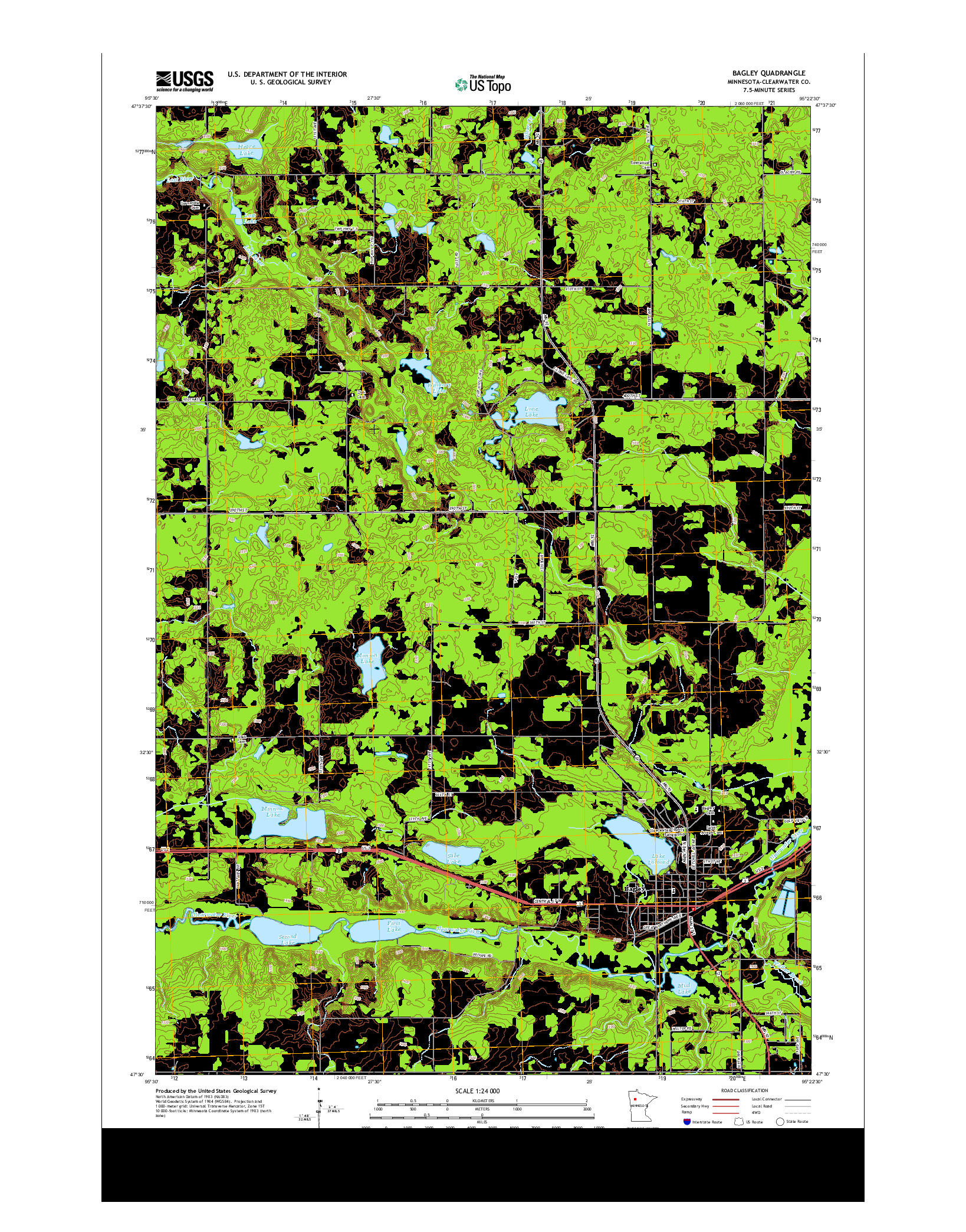 USGS US TOPO 7.5-MINUTE MAP FOR BAGLEY, MN 2013