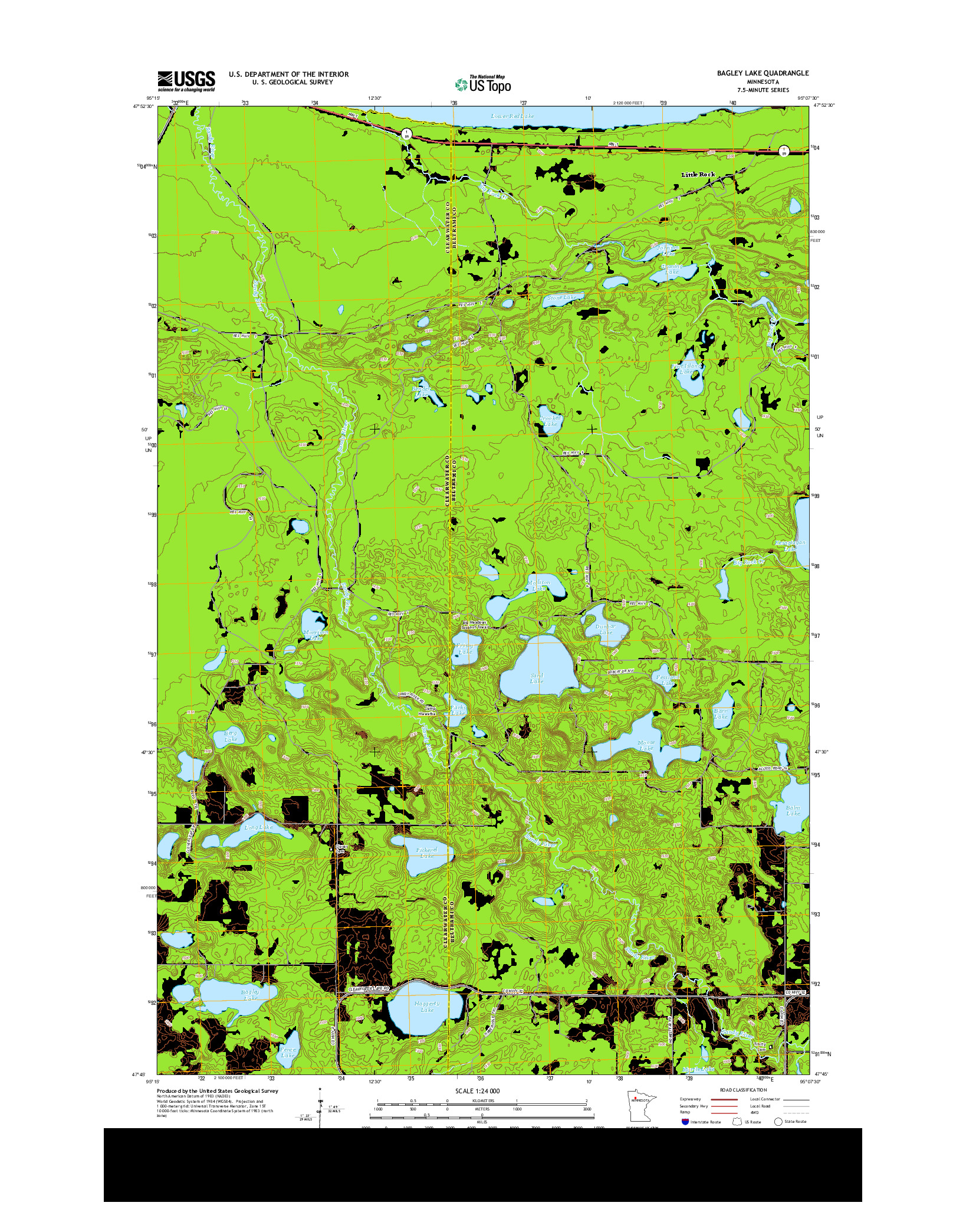 USGS US TOPO 7.5-MINUTE MAP FOR BAGLEY LAKE, MN 2013