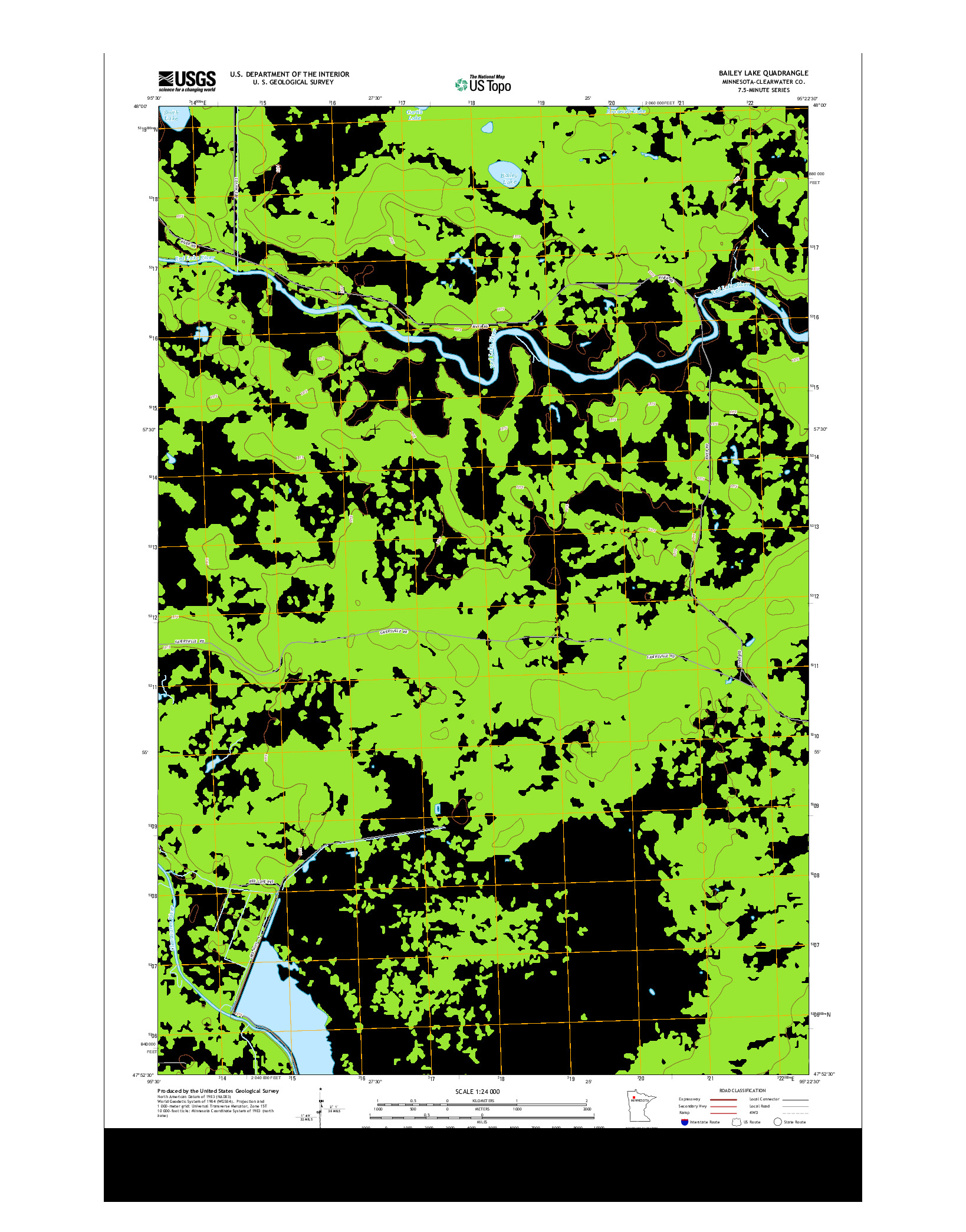 USGS US TOPO 7.5-MINUTE MAP FOR BAILEY LAKE, MN 2013