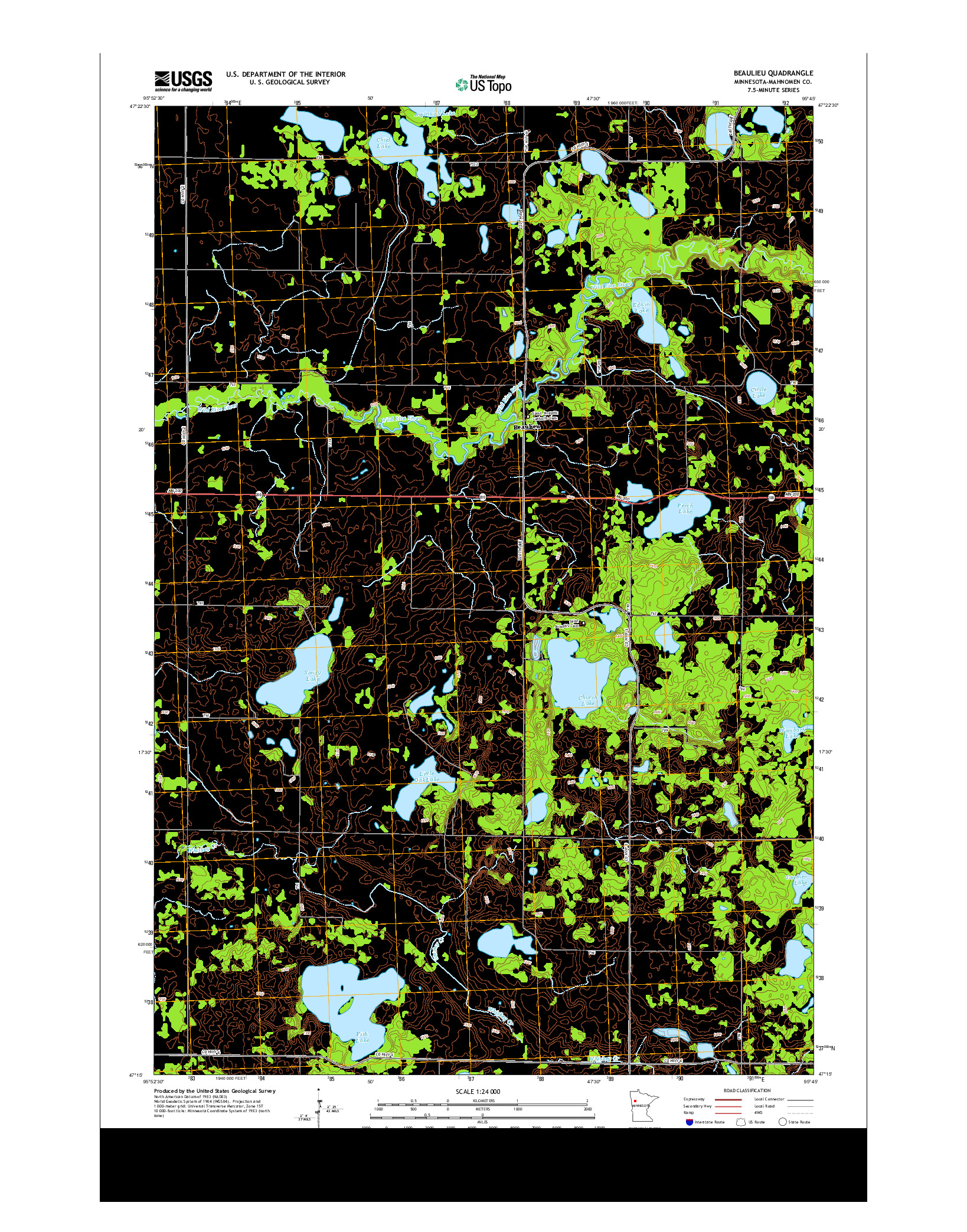 USGS US TOPO 7.5-MINUTE MAP FOR BEAULIEU, MN 2013