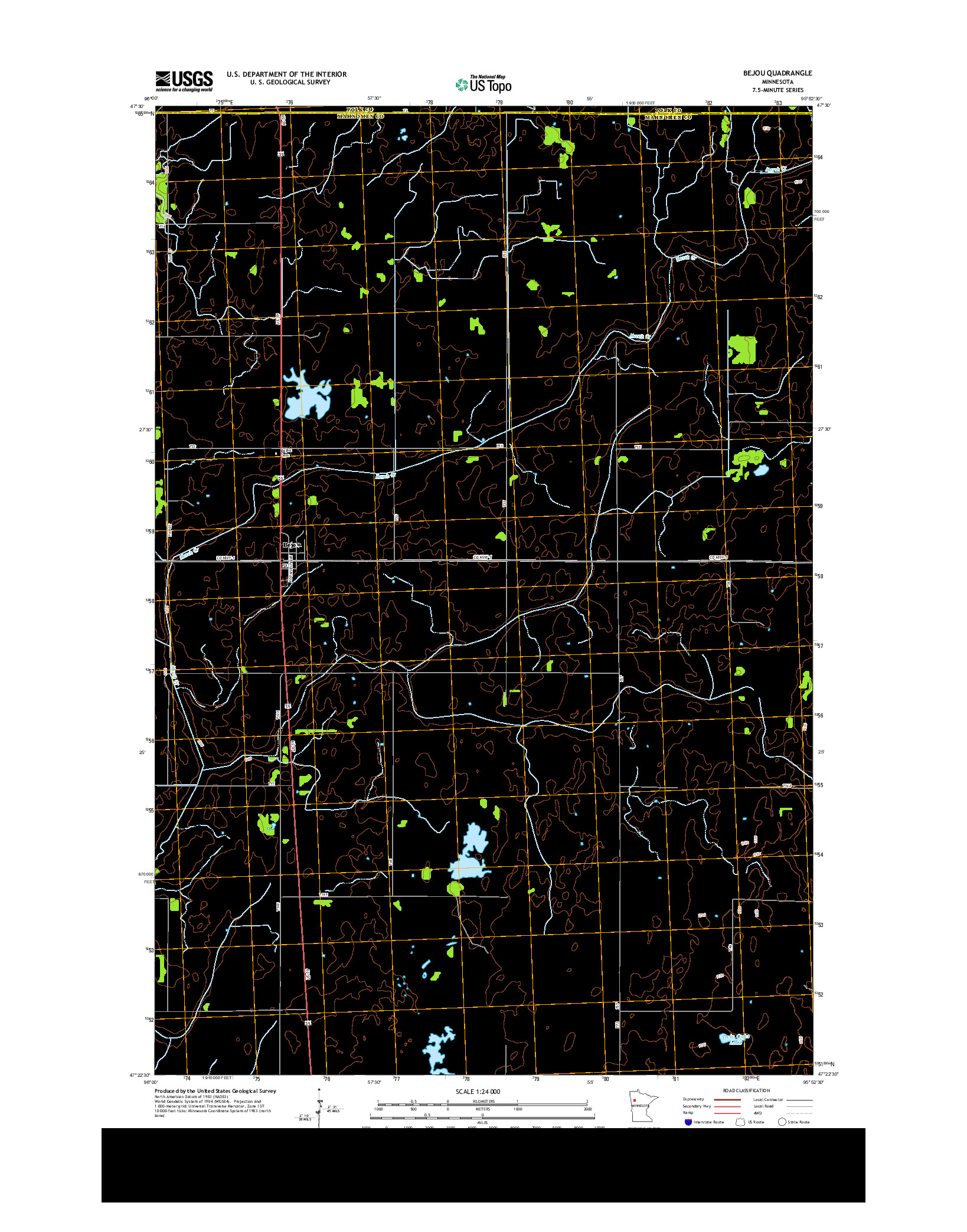 USGS US TOPO 7.5-MINUTE MAP FOR BEJOU, MN 2013