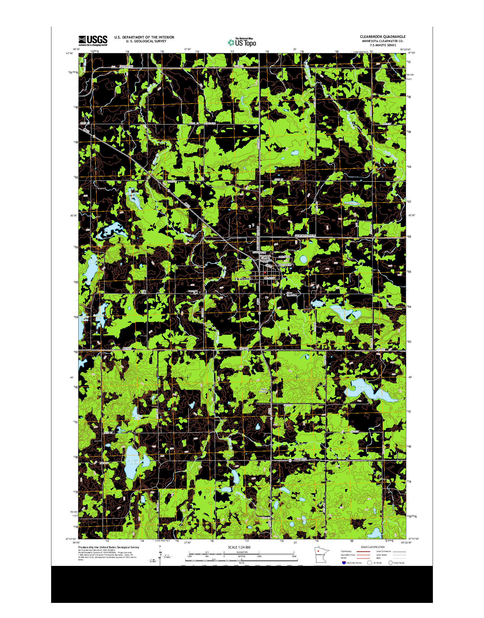 USGS US TOPO 7.5-MINUTE MAP FOR CLEARBROOK, MN 2013