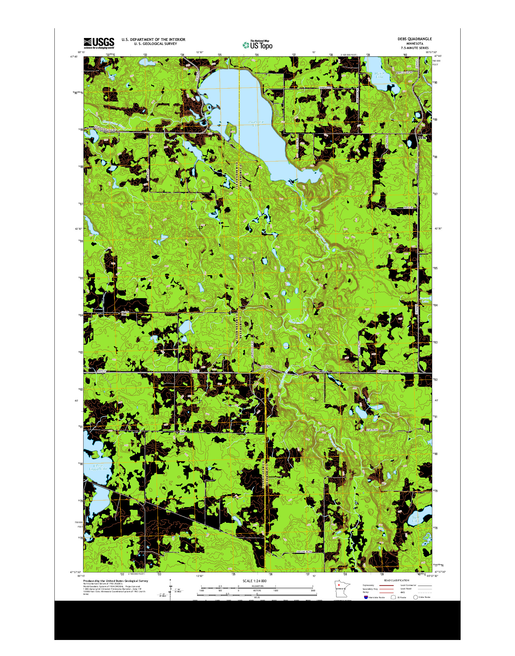 USGS US TOPO 7.5-MINUTE MAP FOR DEBS, MN 2013