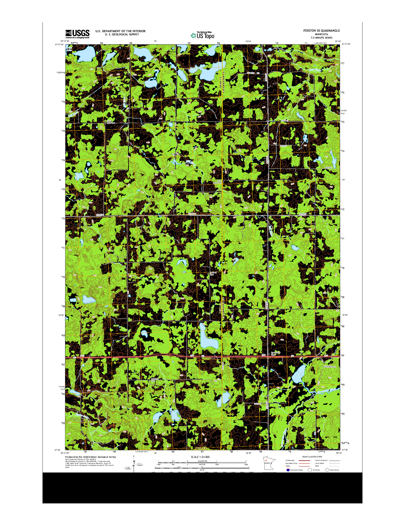 USGS US TOPO 7.5-MINUTE MAP FOR FOSSTON SE, MN 2013