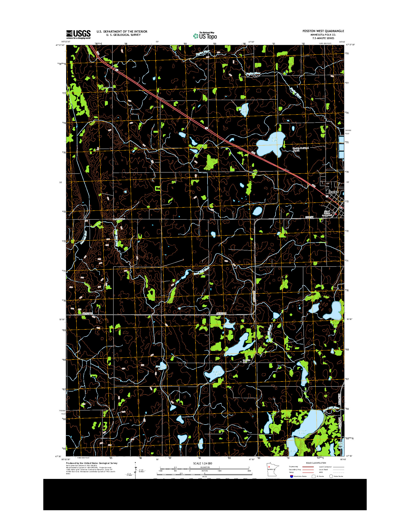 USGS US TOPO 7.5-MINUTE MAP FOR FOSSTON WEST, MN 2013