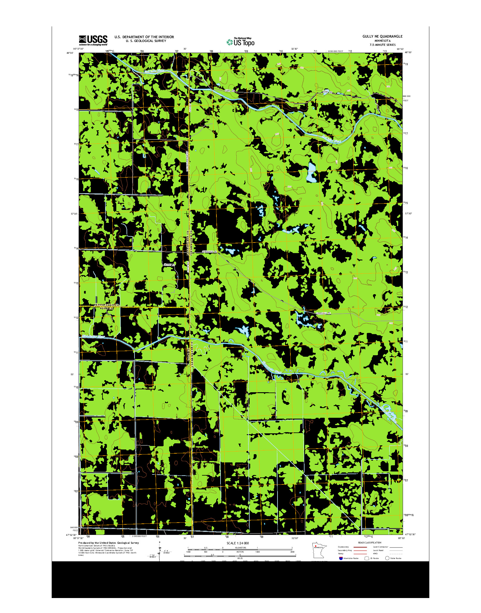 USGS US TOPO 7.5-MINUTE MAP FOR GULLY NE, MN 2013