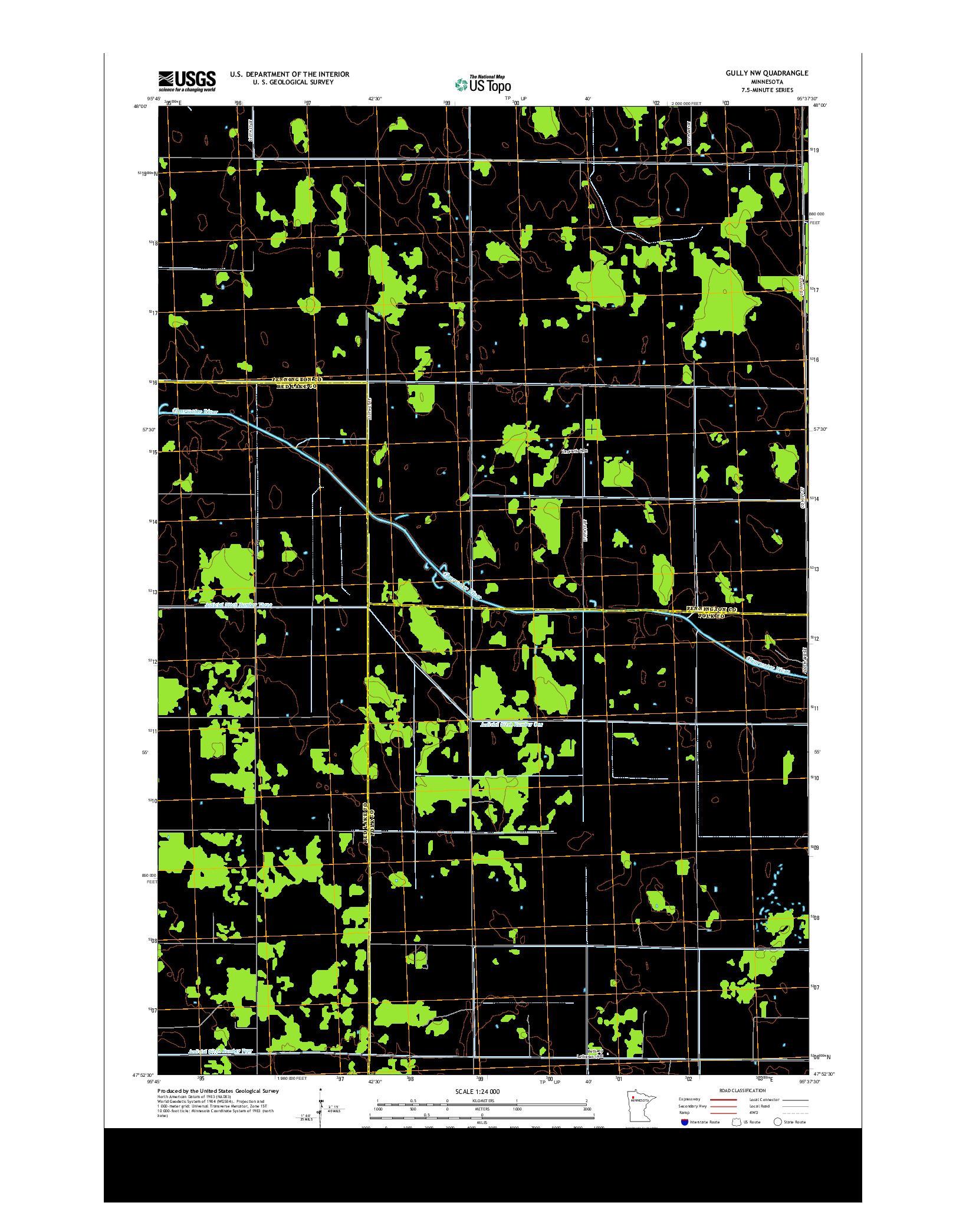 USGS US TOPO 7.5-MINUTE MAP FOR GULLY NW, MN 2013