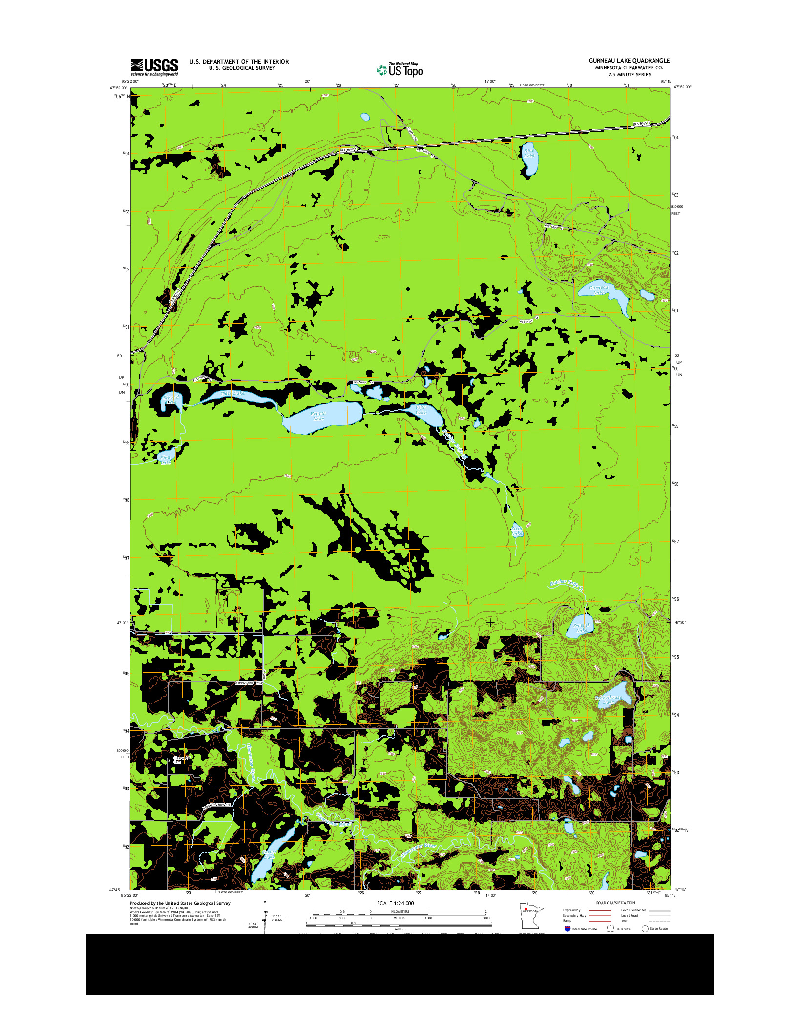 USGS US TOPO 7.5-MINUTE MAP FOR GURNEAU LAKE, MN 2013