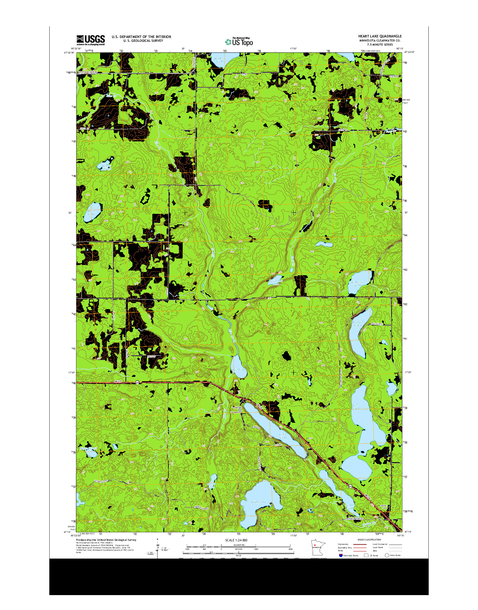 USGS US TOPO 7.5-MINUTE MAP FOR HEART LAKE, MN 2013