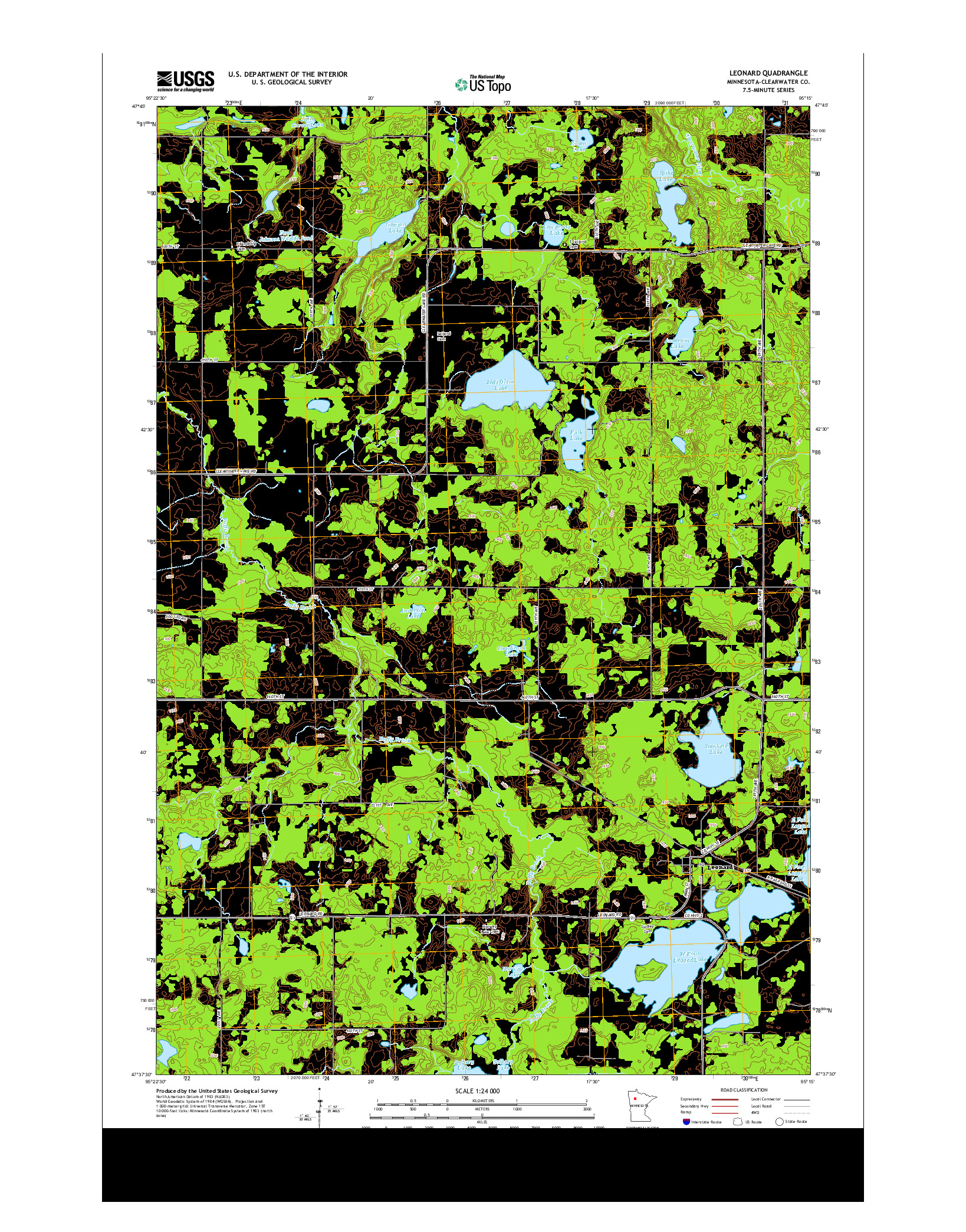 USGS US TOPO 7.5-MINUTE MAP FOR LEONARD, MN 2013