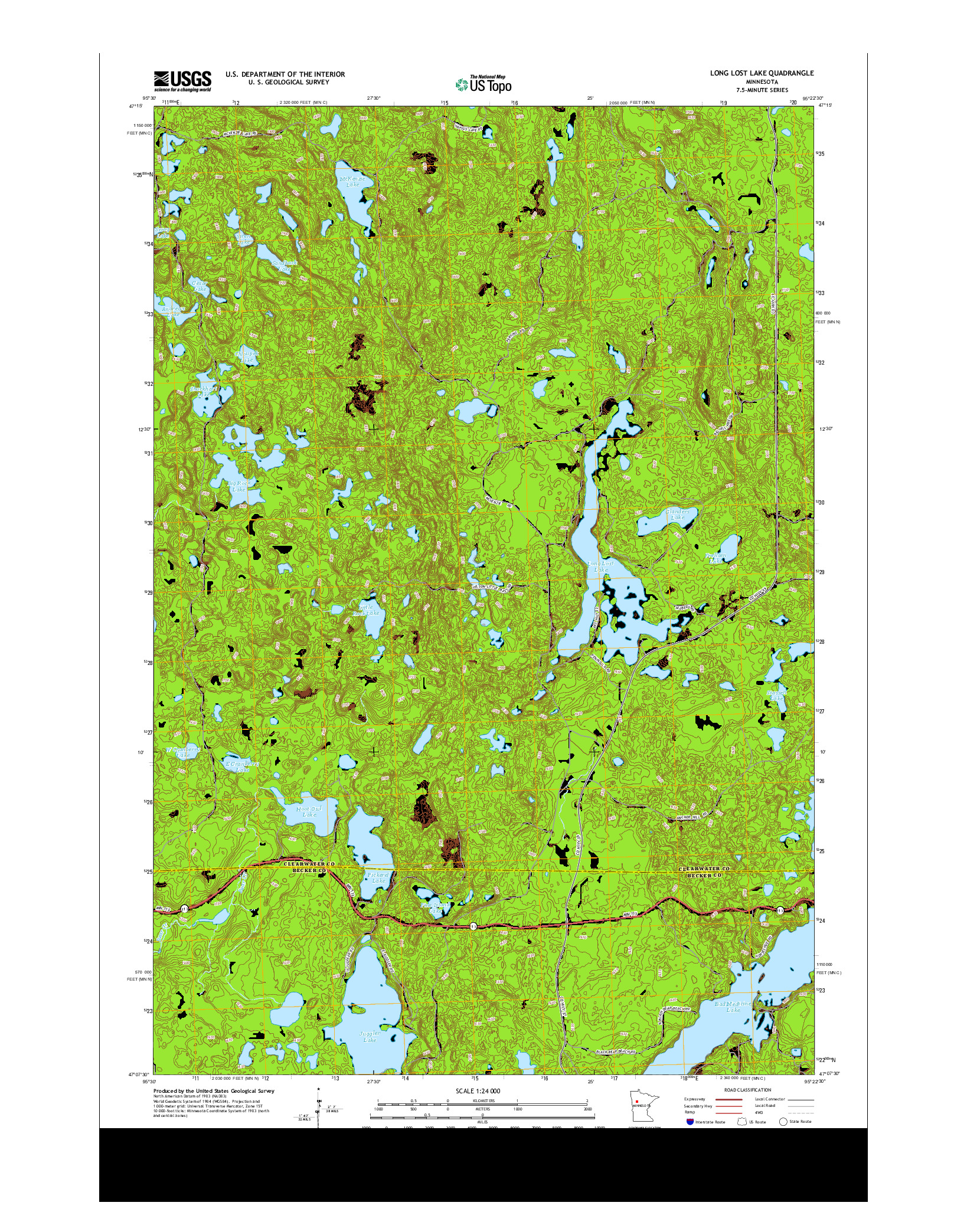 USGS US TOPO 7.5-MINUTE MAP FOR LONG LOST LAKE, MN 2013