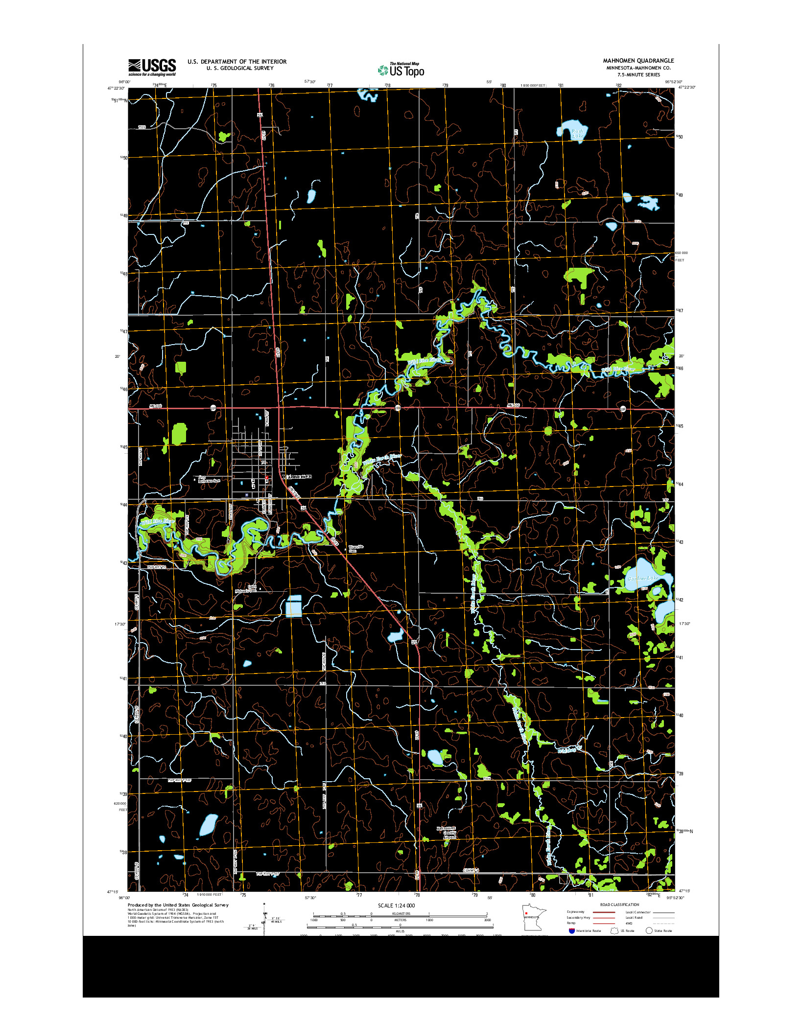 USGS US TOPO 7.5-MINUTE MAP FOR MAHNOMEN, MN 2013