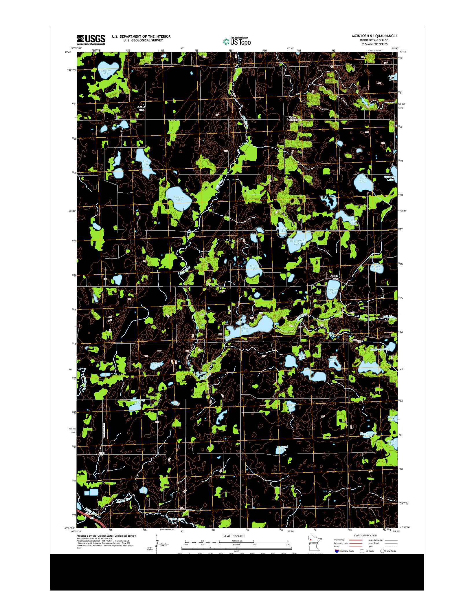 USGS US TOPO 7.5-MINUTE MAP FOR MCINTOSH NE, MN 2013